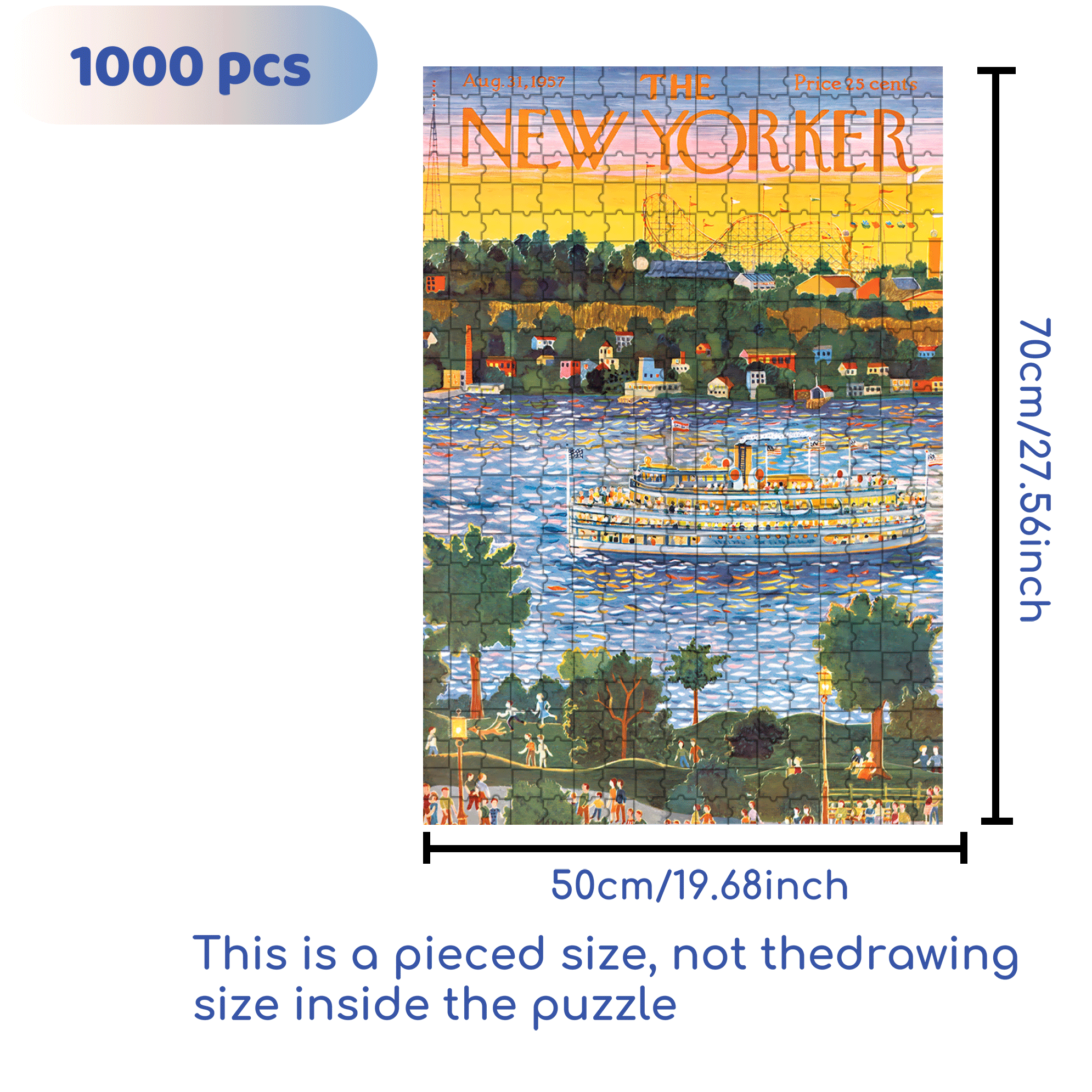 Sunset Cruise 500pcs/1000pcs Jigsaw Puzzle, Scratch-Resistant, Interactive Family Game & Brain-Boosting DIY Decor, Perfect for Halloween, Christmas & New Year Gifts, Family Puzzle Game