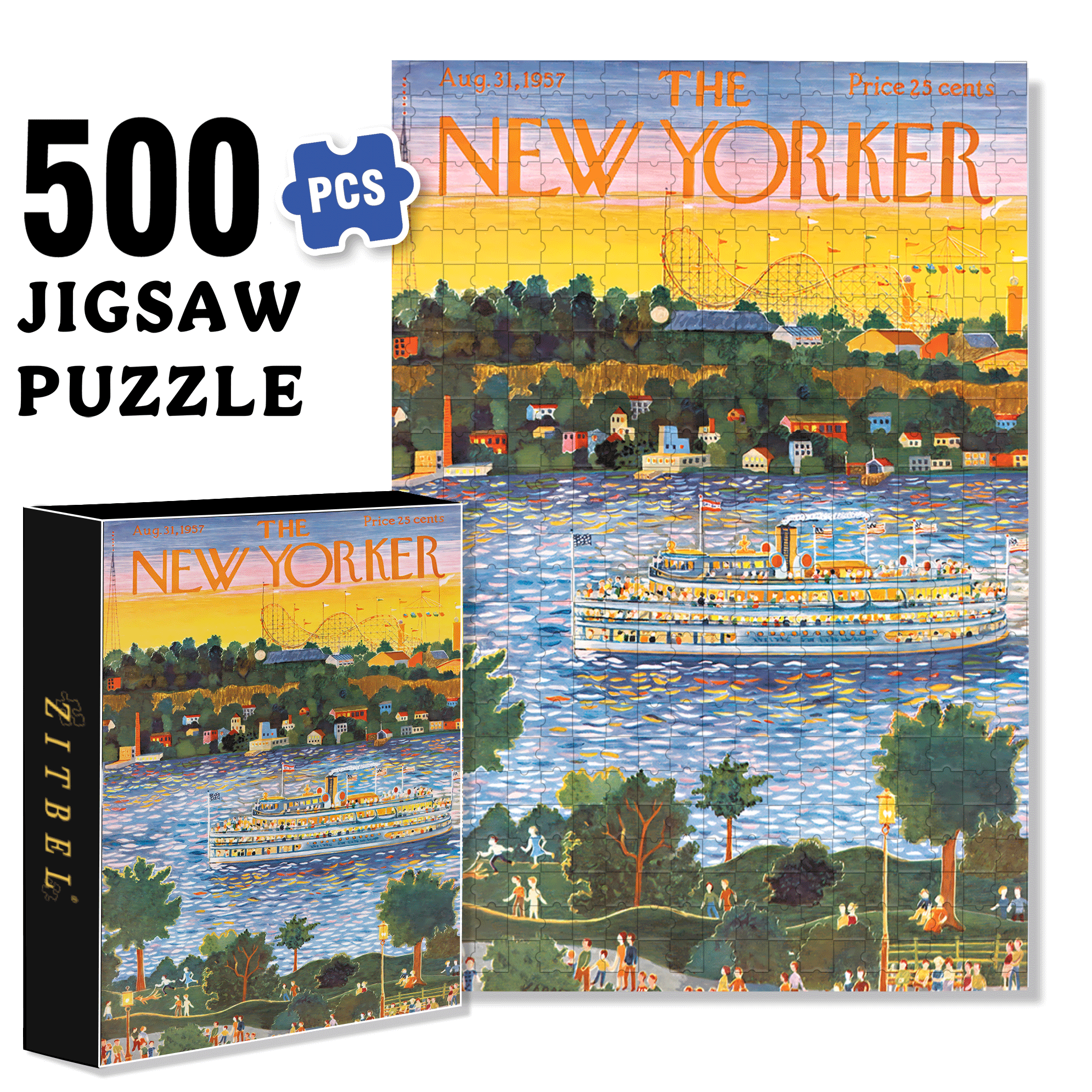 Sunset Cruise 500pcs/1000pcs Jigsaw Puzzle, Scratch-Resistant, Interactive Family Game & Brain-Boosting DIY Decor, Perfect for Halloween, Christmas & New Year Gifts, Family Puzzle Game