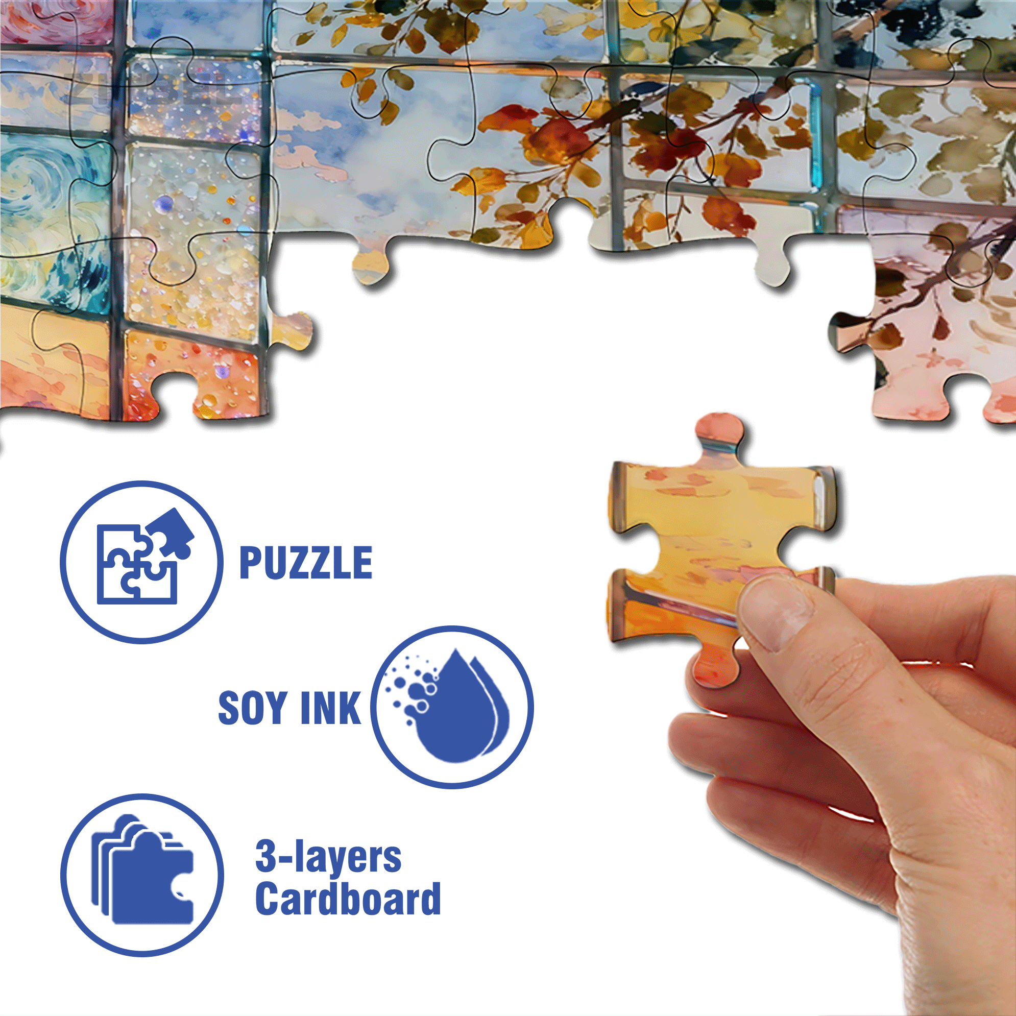 Sunset Stained Glass 500pcs/1000pcs Jigsaw Puzzle, Scratch-Resistant, Interactive Family Game & Brain-Boosting DIY Decor, Perfect for Halloween, Christmas & New Year Gifts, Family Puzzle Game