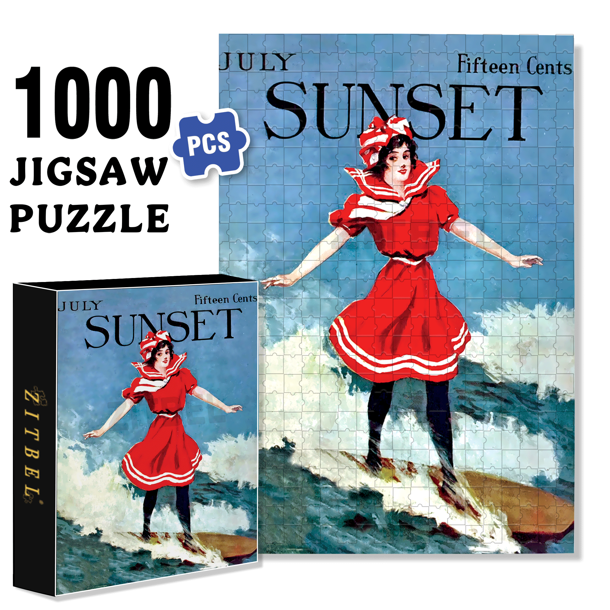Surfer Girl 500pcs/1000pcs Jigsaw Puzzle, Scratch-Resistant, Interactive Family Game & Brain-Boosting DIY Decor, Perfect for Halloween, Christmas & New Year Gifts, Family Puzzle Game