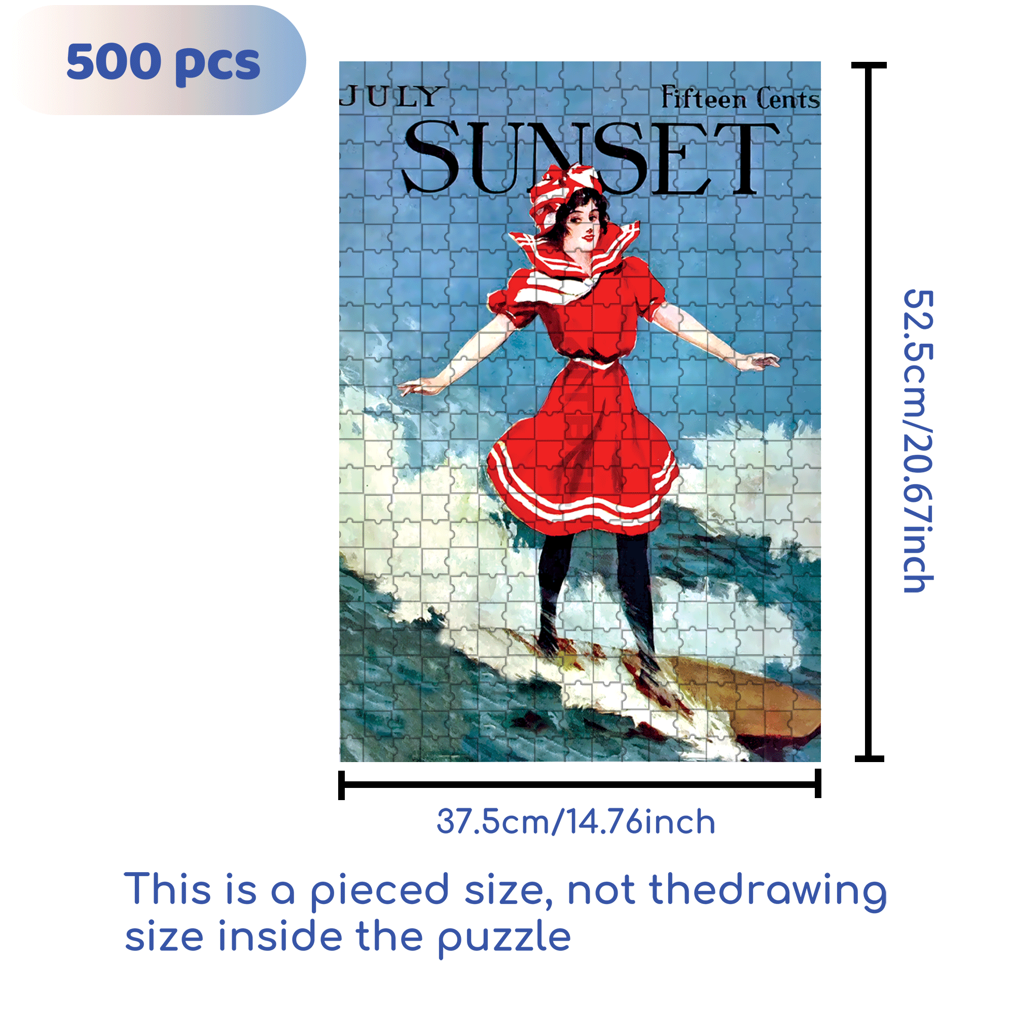 Surfer Girl 500pcs/1000pcs Jigsaw Puzzle, Scratch-Resistant, Interactive Family Game & Brain-Boosting DIY Decor, Perfect for Halloween, Christmas & New Year Gifts, Family Puzzle Game