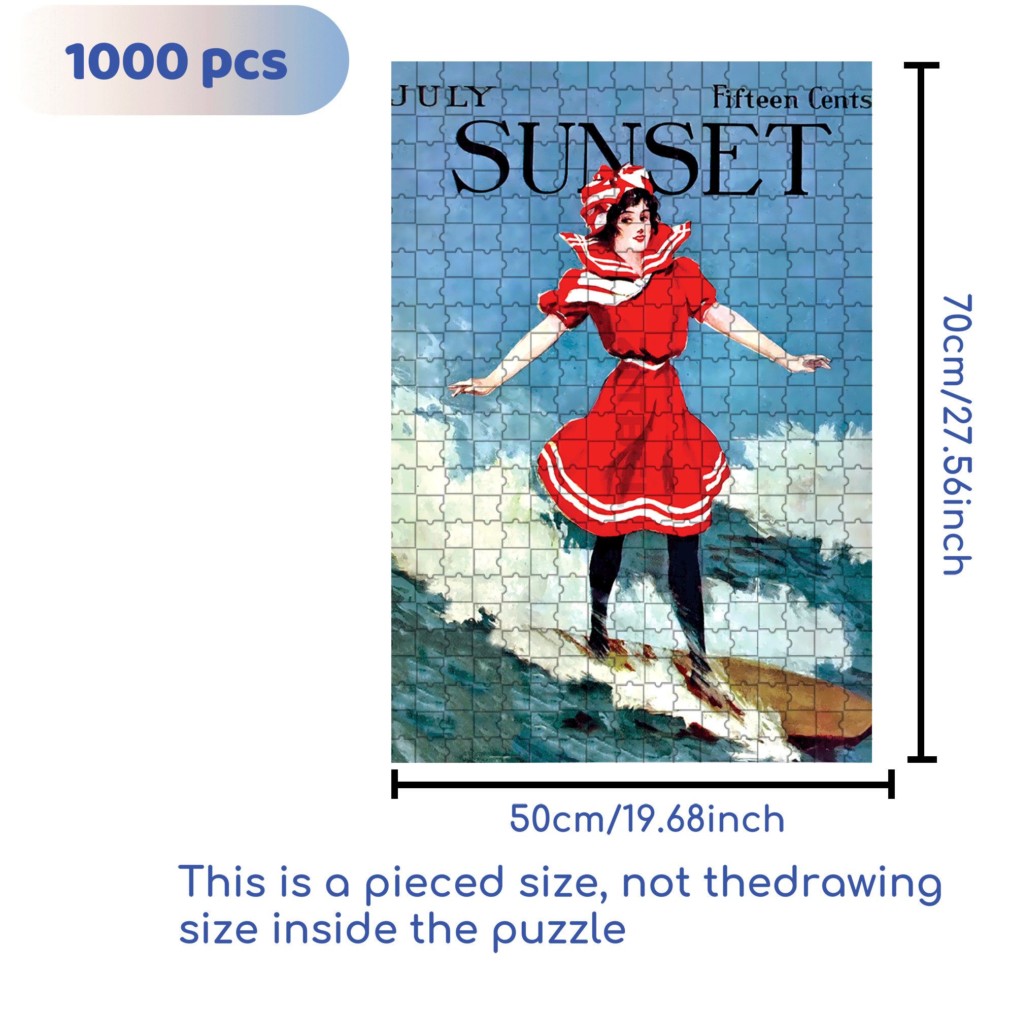 Surfer Girl 500pcs/1000pcs Jigsaw Puzzle, Scratch-Resistant, Interactive Family Game & Brain-Boosting DIY Decor, Perfect for Halloween, Christmas & New Year Gifts, Family Puzzle Game
