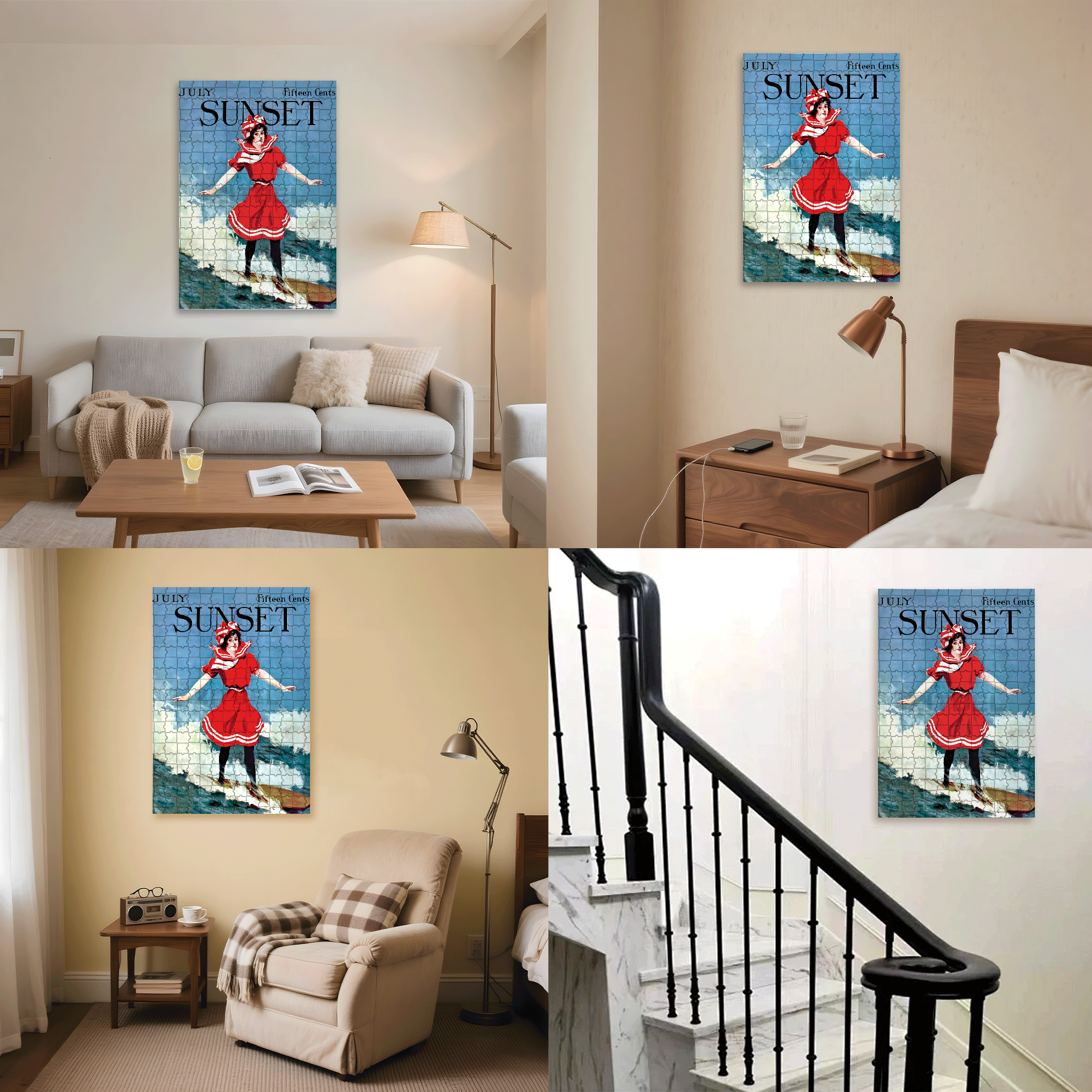 Surfer Girl 500pcs/1000pcs Jigsaw Puzzle, Scratch-Resistant, Interactive Family Game & Brain-Boosting DIY Decor, Perfect for Halloween, Christmas & New Year Gifts, Family Puzzle Game