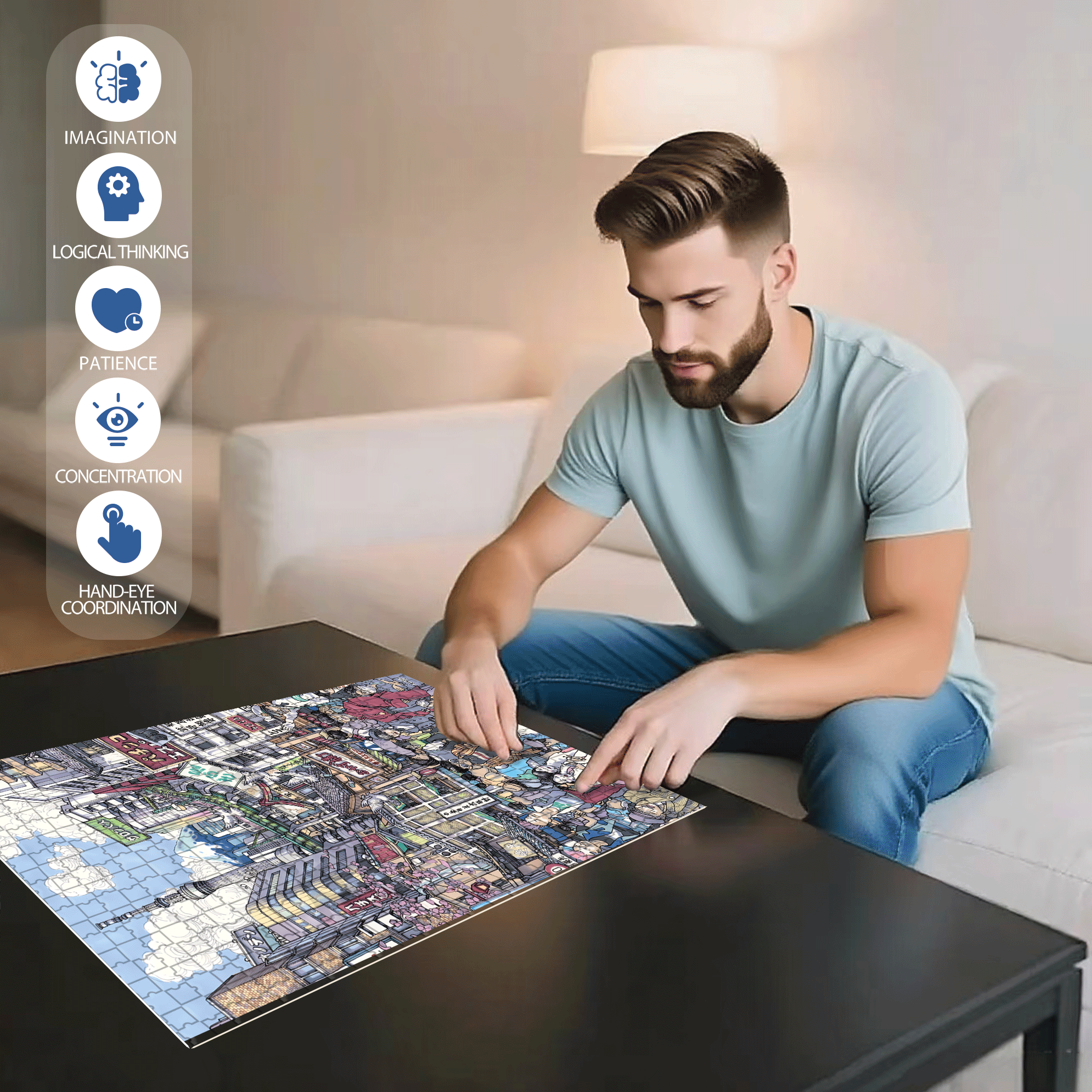 The Big Mikan 500pcs/1000pcs Jigsaw Puzzle, Scratch-Resistant, Interactive Family Game & Brain-Boosting DIY Decor, Perfect for Halloween, Christmas & New Year Gifts, Family Puzzle Game