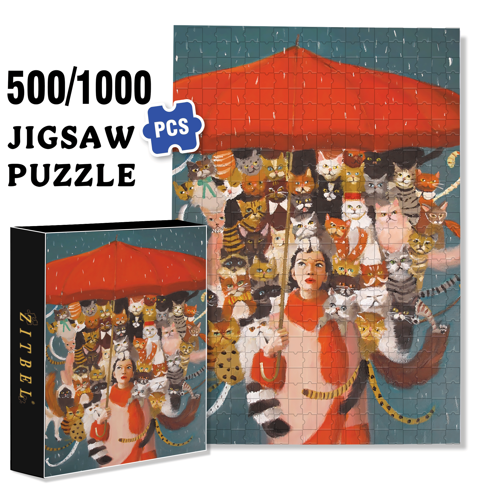 The Cat Countess 500pcs/1000pcs Jigsaw Puzzle, Scratch-Resistant, Interactive Family Game & Brain-Boosting DIY Decor, Perfect for Halloween, Christmas & New Year Gifts, Family Puzzle Game