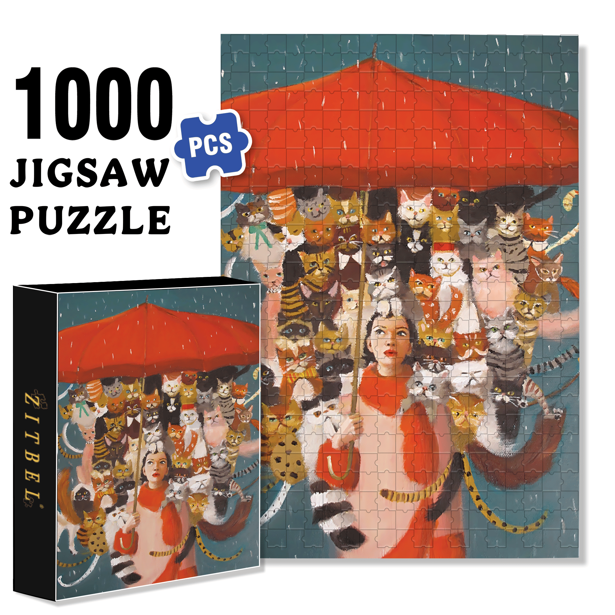 The Cat Countess 500pcs/1000pcs Jigsaw Puzzle, Scratch-Resistant, Interactive Family Game & Brain-Boosting DIY Decor, Perfect for Halloween, Christmas & New Year Gifts, Family Puzzle Game