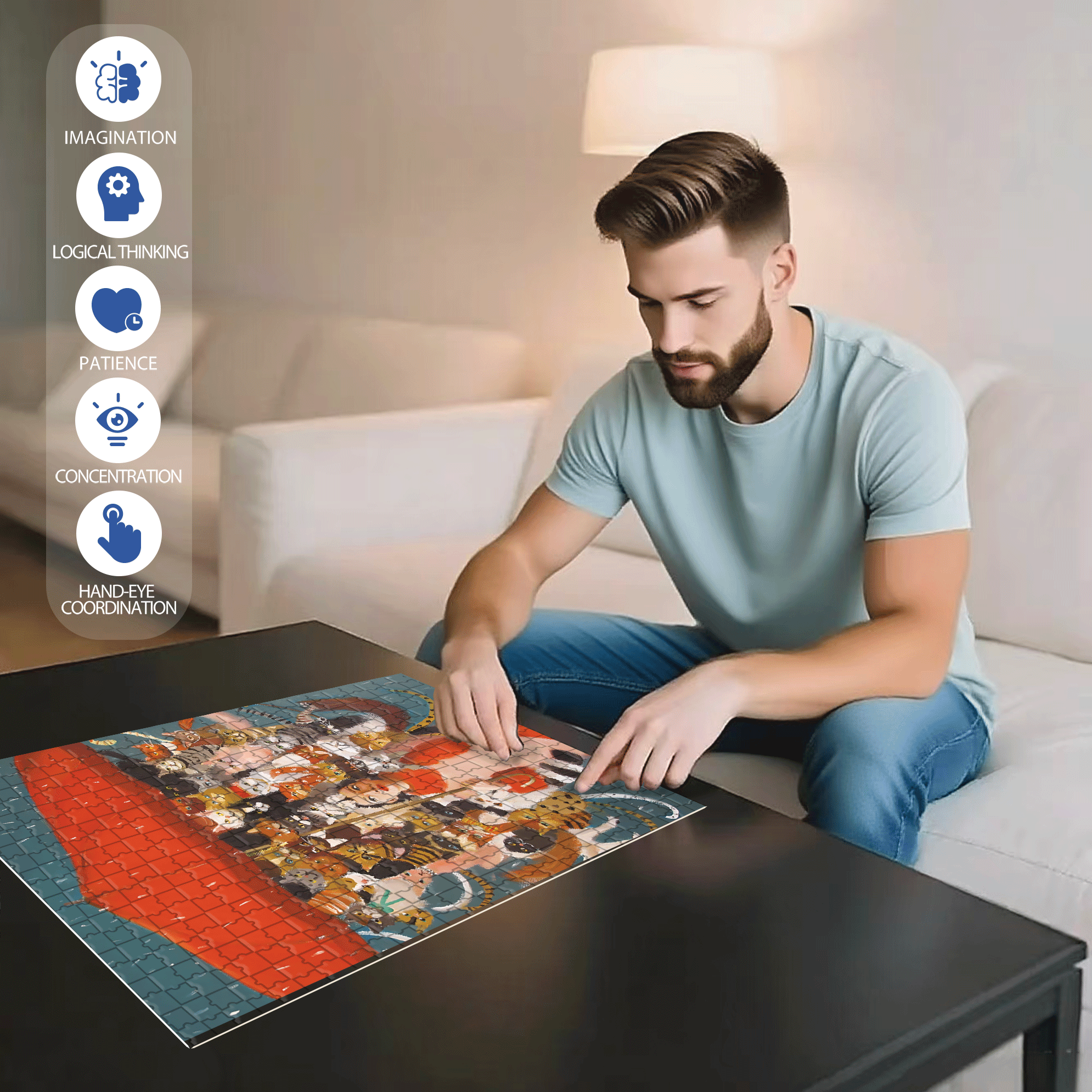 The Cat Countess 500pcs/1000pcs Jigsaw Puzzle, Scratch-Resistant, Interactive Family Game & Brain-Boosting DIY Decor, Perfect for Halloween, Christmas & New Year Gifts, Family Puzzle Game