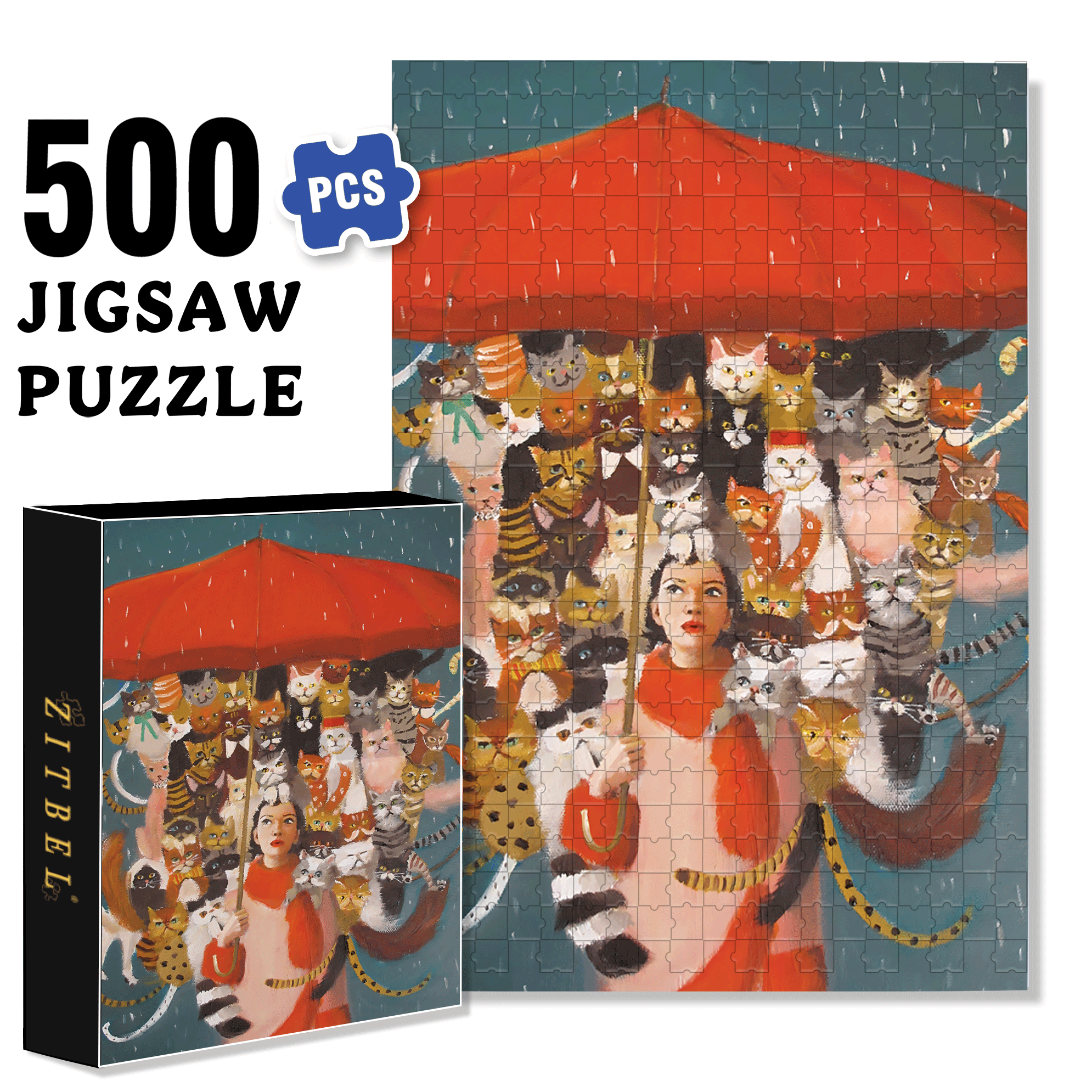 The Cat Countess 500pcs/1000pcs Jigsaw Puzzle, Scratch-Resistant, Interactive Family Game & Brain-Boosting DIY Decor, Perfect for Halloween, Christmas & New Year Gifts, Family Puzzle Game