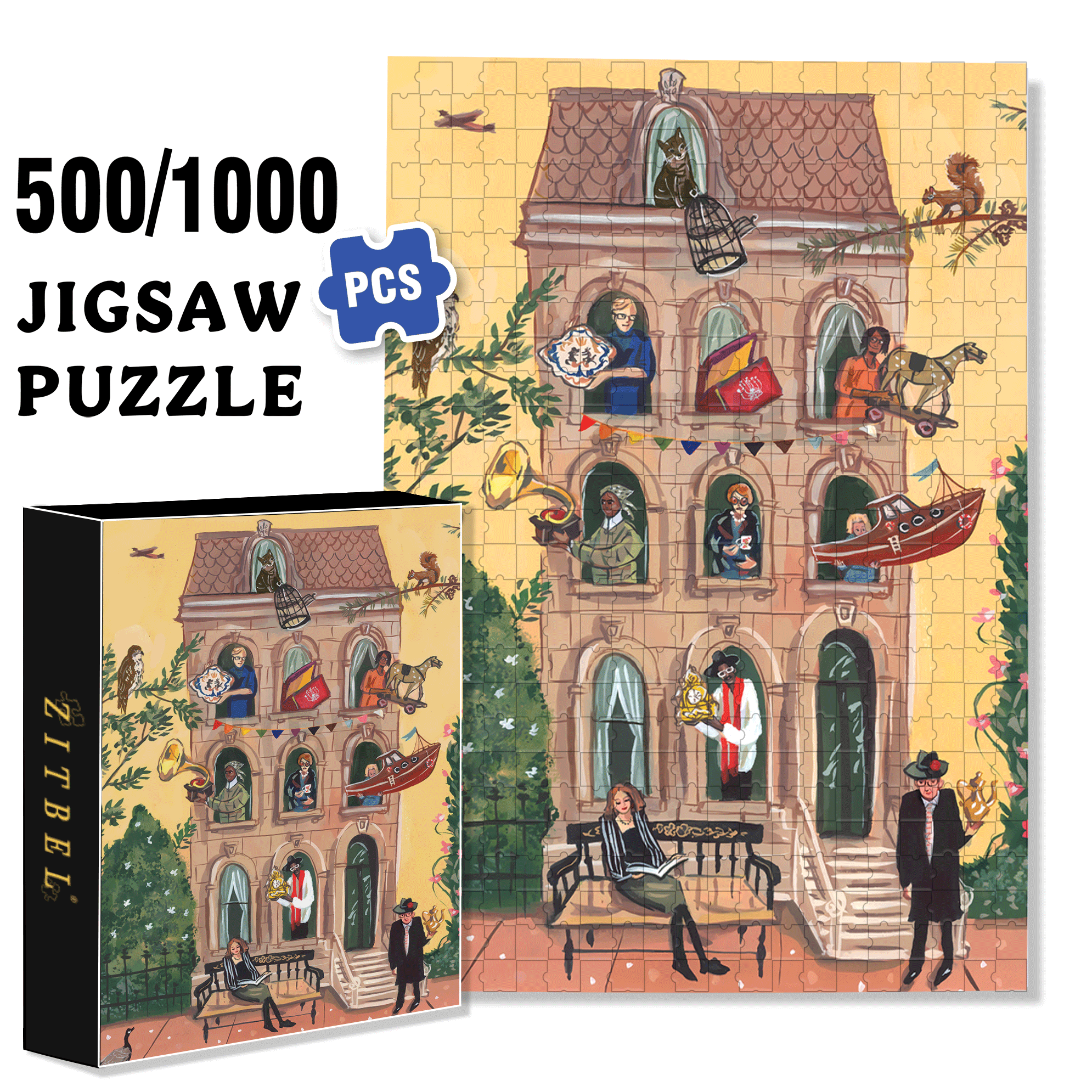 Treasure Trove 500pcs/1000pcs Jigsaw Puzzle, Scratch-Resistant, Interactive Family Game & Brain-Boosting DIY Decor, Perfect for Halloween, Christmas & New Year Gifts, Family Puzzle Game