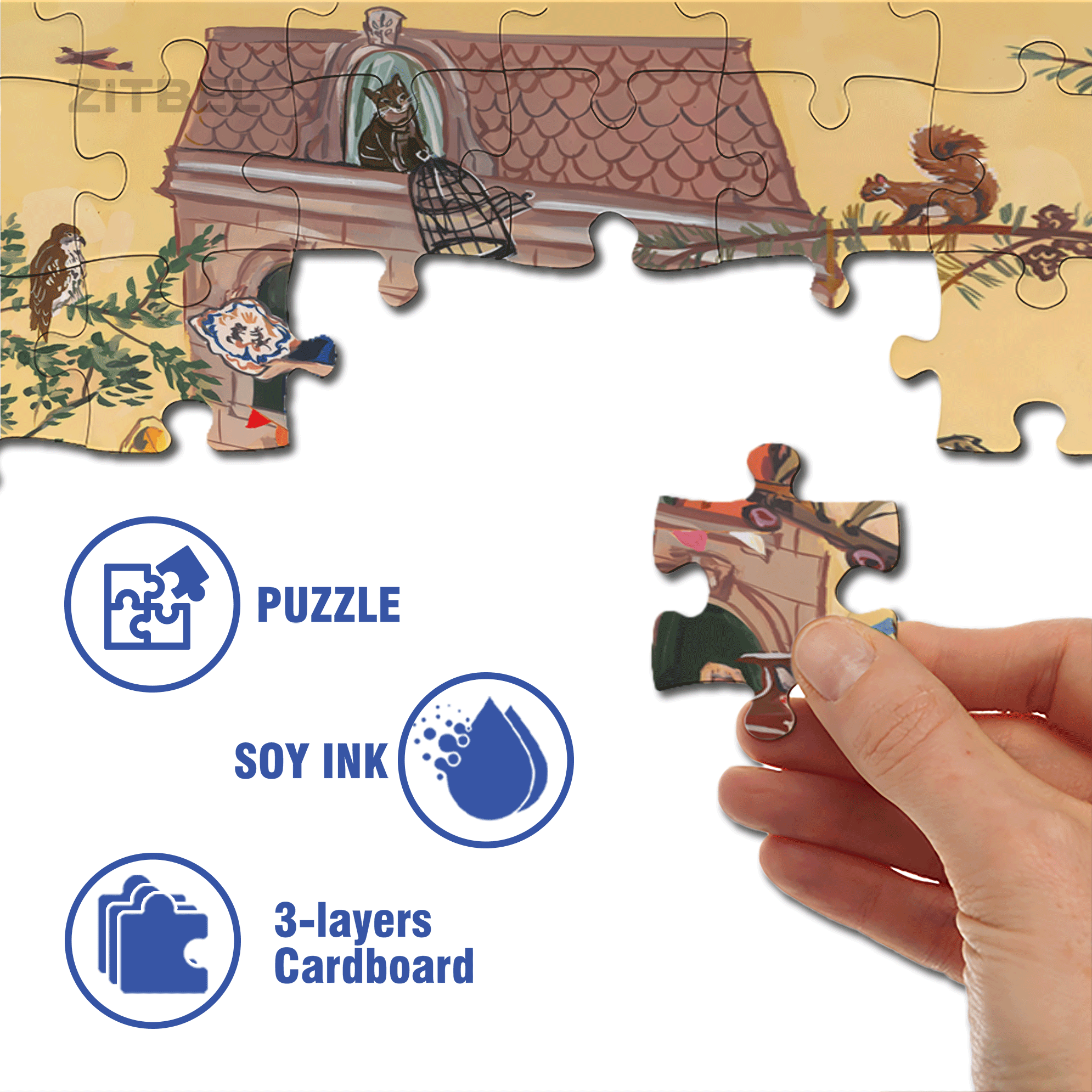 Treasure Trove 500pcs/1000pcs Jigsaw Puzzle, Scratch-Resistant, Interactive Family Game & Brain-Boosting DIY Decor, Perfect for Halloween, Christmas & New Year Gifts, Family Puzzle Game