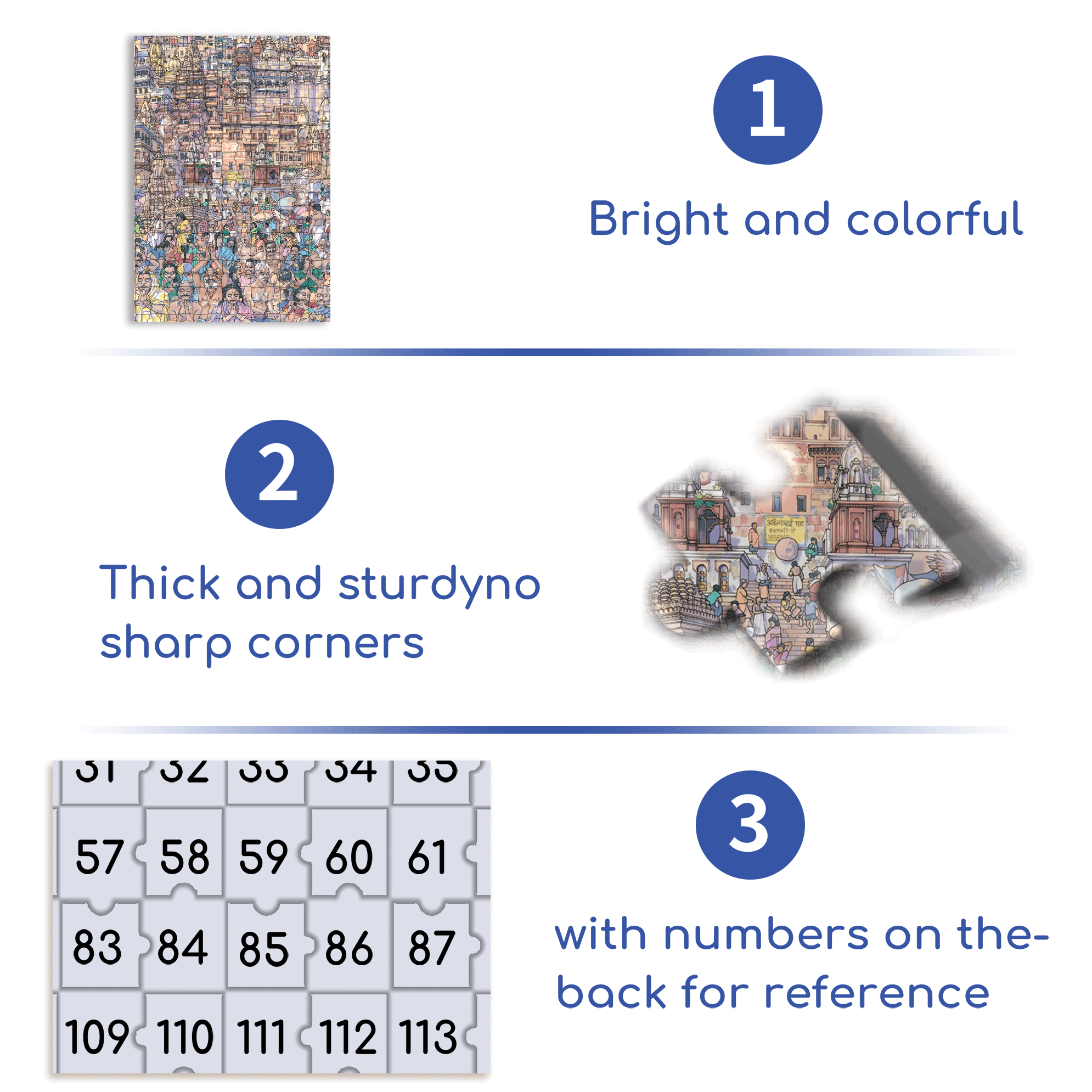 Vibrant Varanasi 500pcs/1000pcs Jigsaw Puzzle, Scratch-Resistant, Interactive Family Game & Brain-Boosting DIY Decor, Perfect for Halloween, Christmas & New Year Gifts, Family Puzzle Game