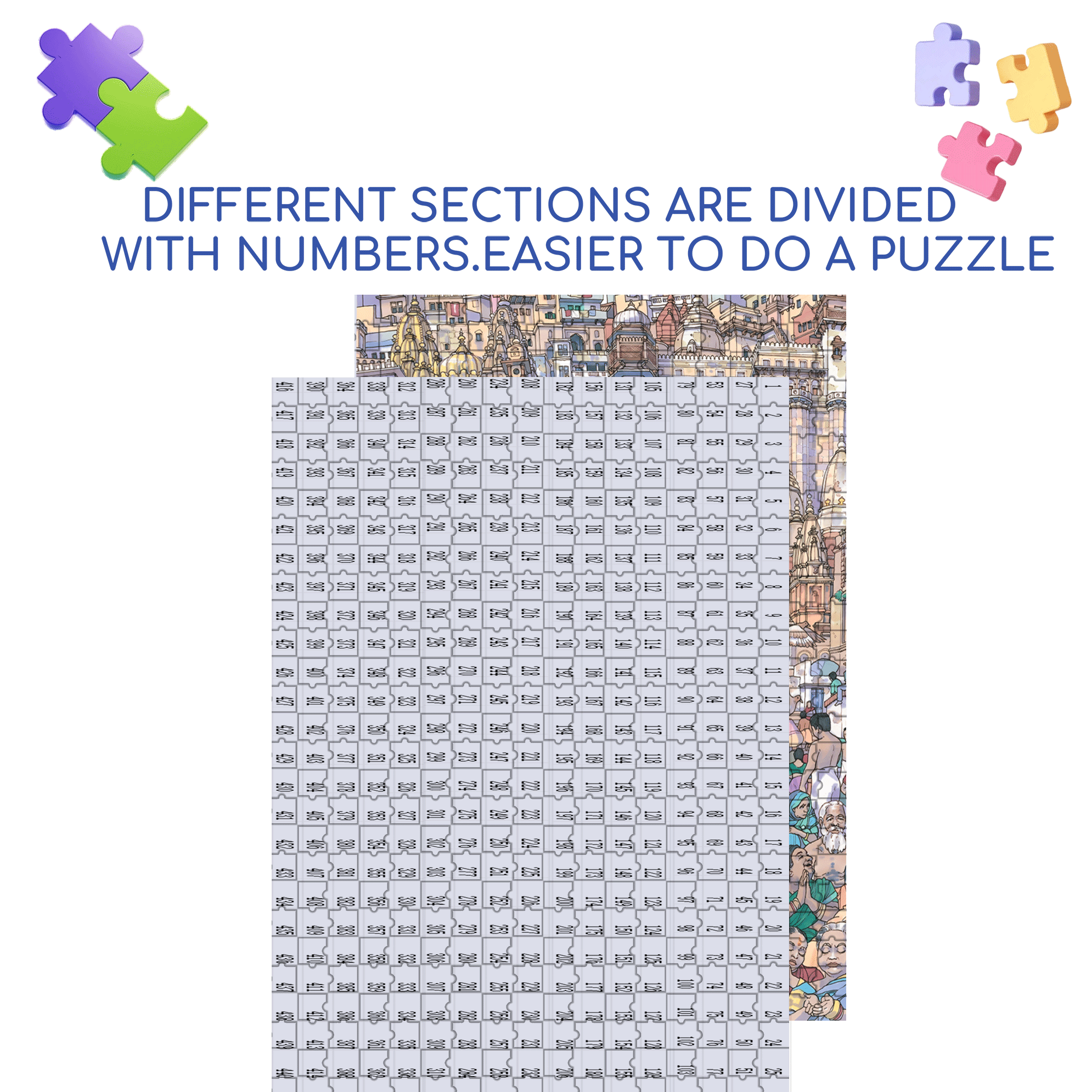 Vibrant Varanasi 500pcs/1000pcs Jigsaw Puzzle, Scratch-Resistant, Interactive Family Game & Brain-Boosting DIY Decor, Perfect for Halloween, Christmas & New Year Gifts, Family Puzzle Game