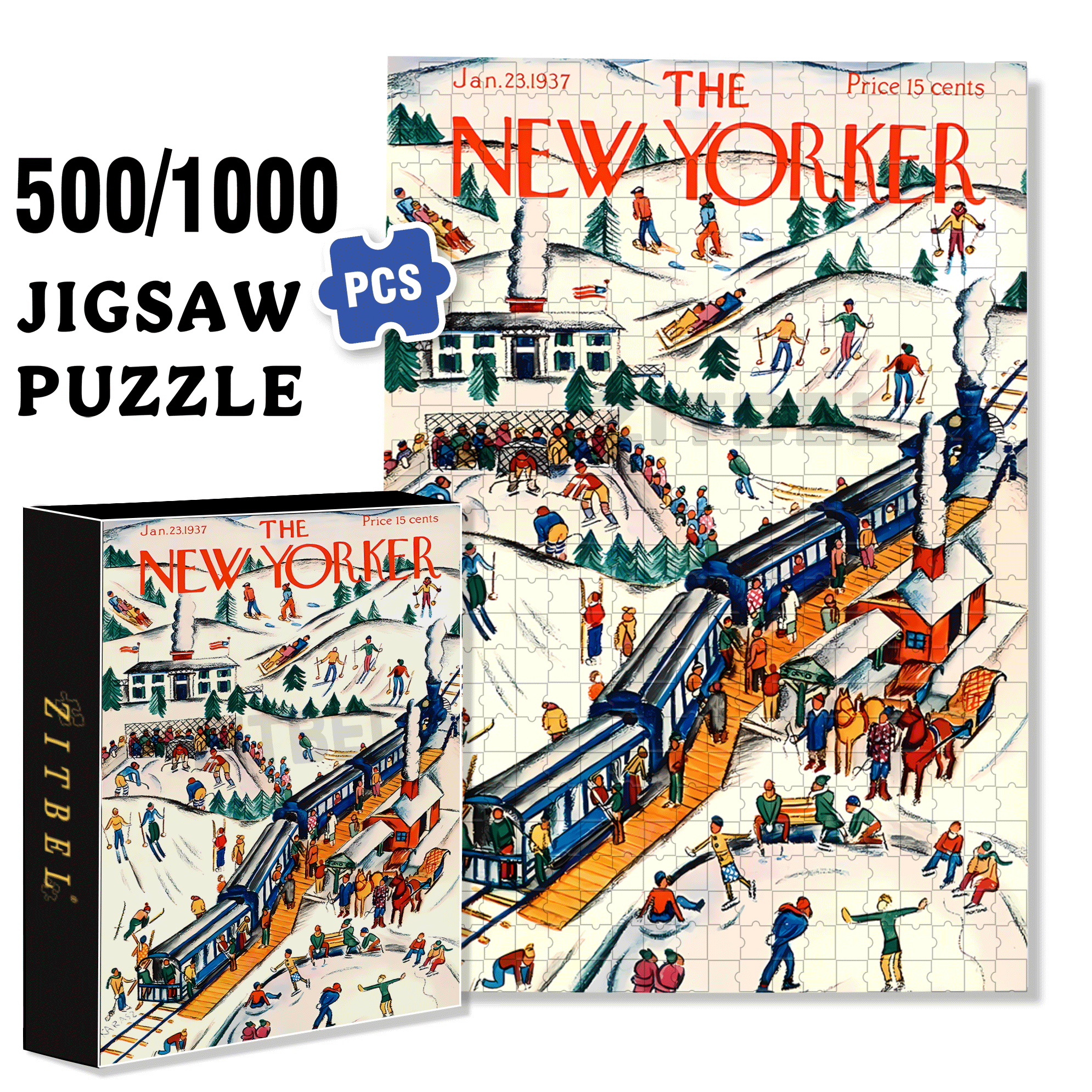 Winter Weekend 500pcs/1000pcs Jigsaw Puzzle, Scratch-Resistant, Interactive Family Game & Brain-Boosting DIY Decor, Perfect for Halloween, Christmas & New Year Gifts, Family Puzzle Game