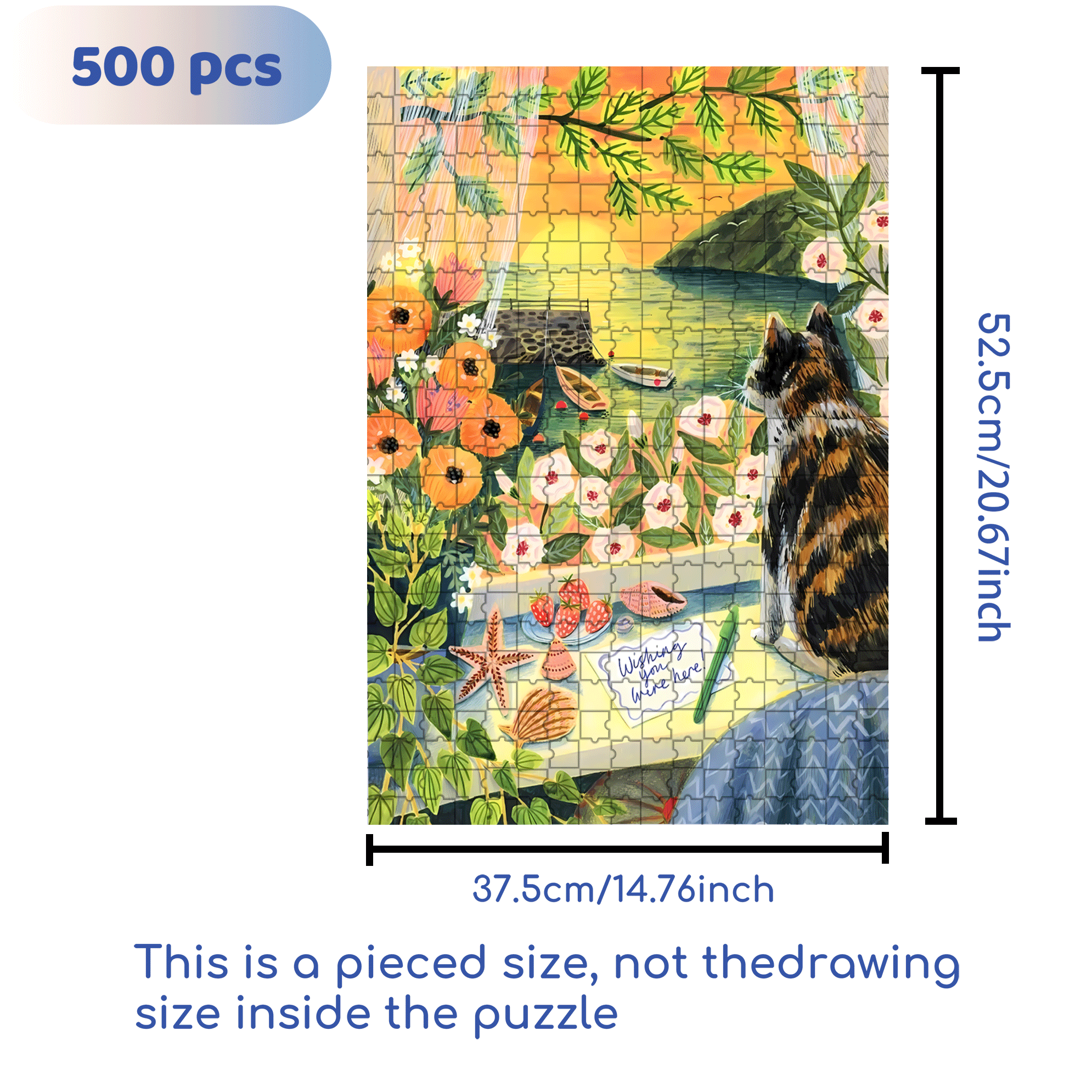 Wishing  You Love Here 500pcs/1000pcs Jigsaw Puzzle, Scratch-Resistant, Interactive Family Game & Brain-Boosting DIY Decor, Perfect for Halloween, Christmas & New Year Gifts, Family Puzzle Game