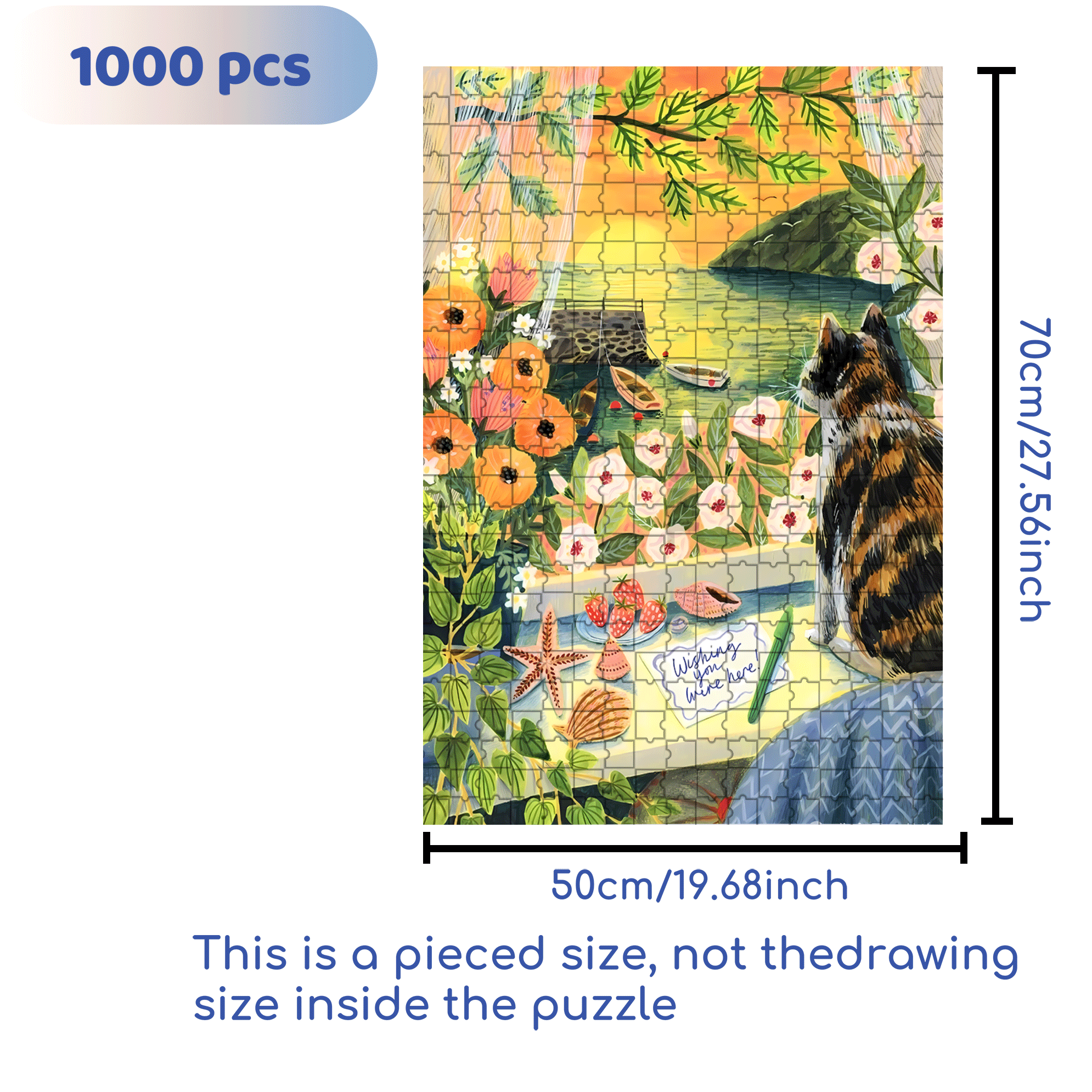Wishing  You Love Here 500pcs/1000pcs Jigsaw Puzzle, Scratch-Resistant, Interactive Family Game & Brain-Boosting DIY Decor, Perfect for Halloween, Christmas & New Year Gifts, Family Puzzle Game