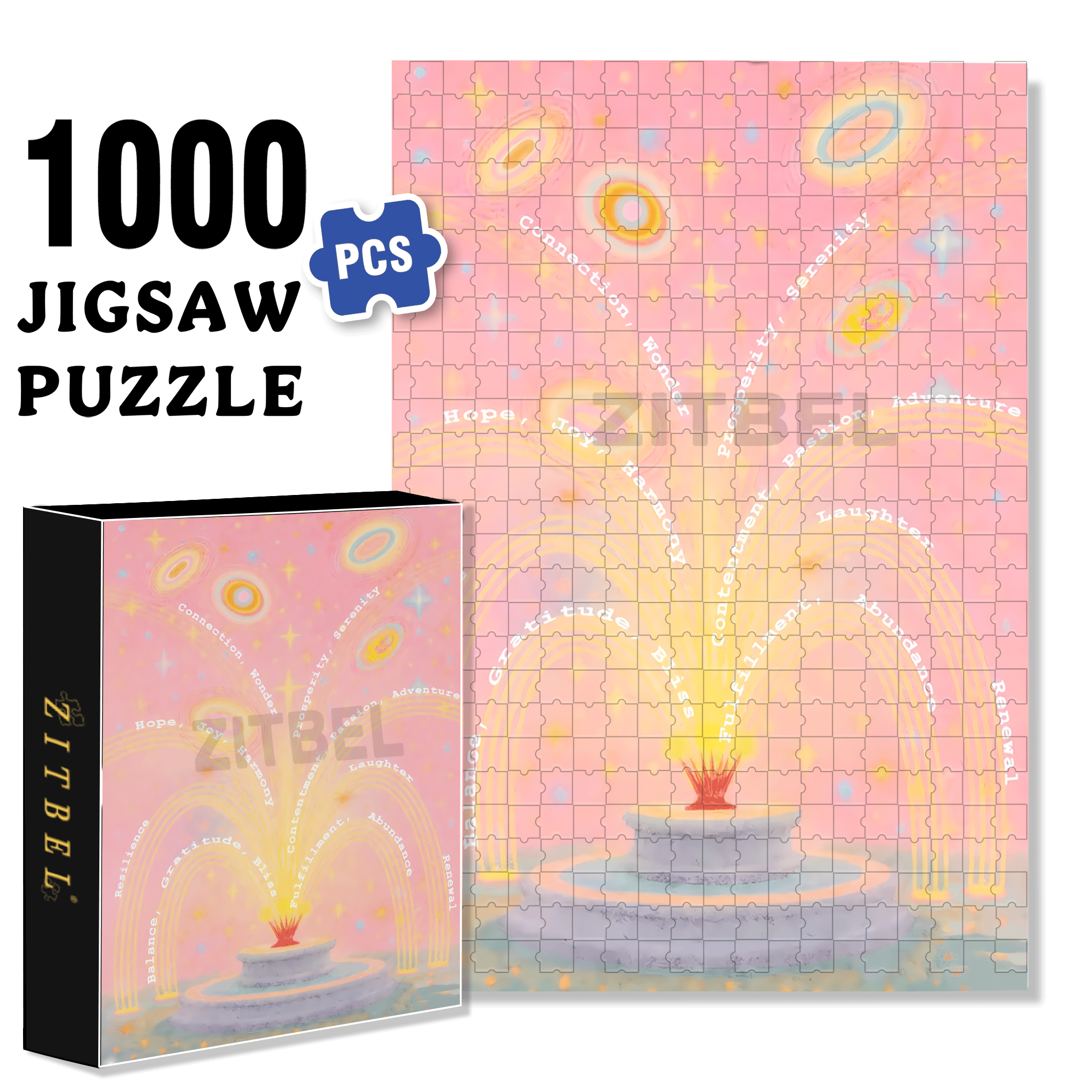 Wishing Fountain 500pcs/1000pcs Jigsaw Puzzle, Scratch-Resistant, Interactive Family Game & Brain-Boosting DIY Decor, Perfect for Halloween, Christmas & New Year Gifts, Family Puzzle Game