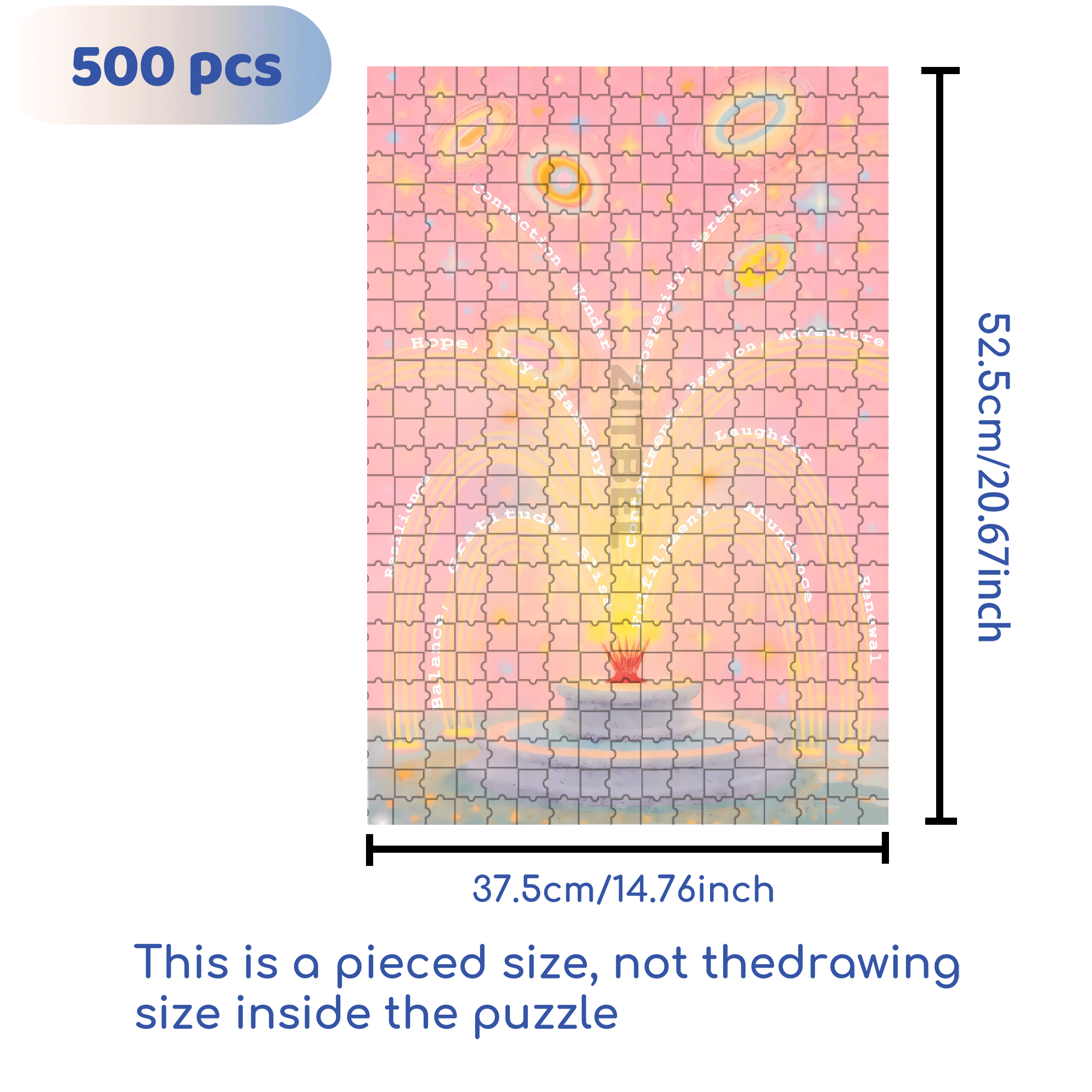 Wishing Fountain 500pcs/1000pcs Jigsaw Puzzle, Scratch-Resistant, Interactive Family Game & Brain-Boosting DIY Decor, Perfect for Halloween, Christmas & New Year Gifts, Family Puzzle Game