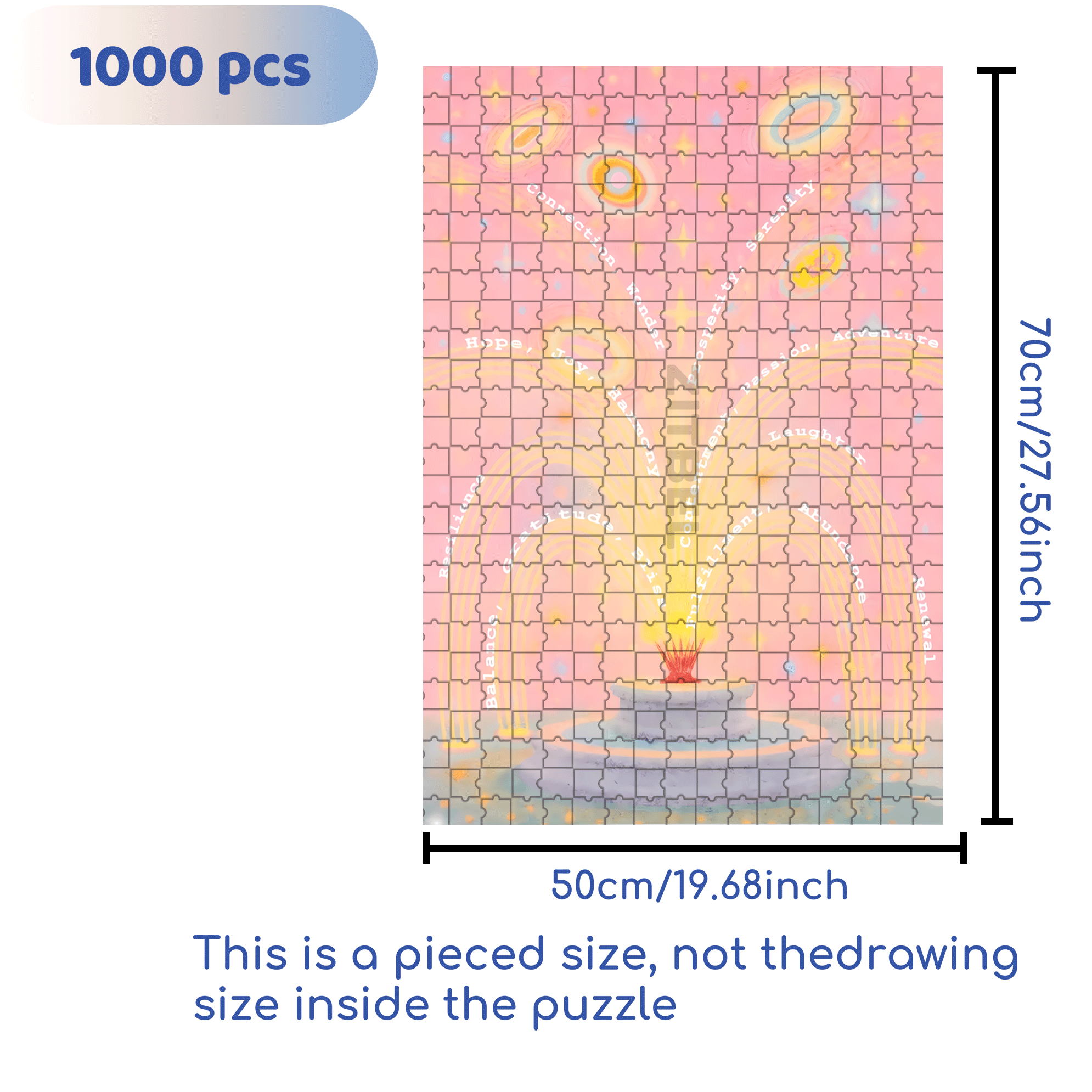 Wishing Fountain 500pcs/1000pcs Jigsaw Puzzle, Scratch-Resistant, Interactive Family Game & Brain-Boosting DIY Decor, Perfect for Halloween, Christmas & New Year Gifts, Family Puzzle Game