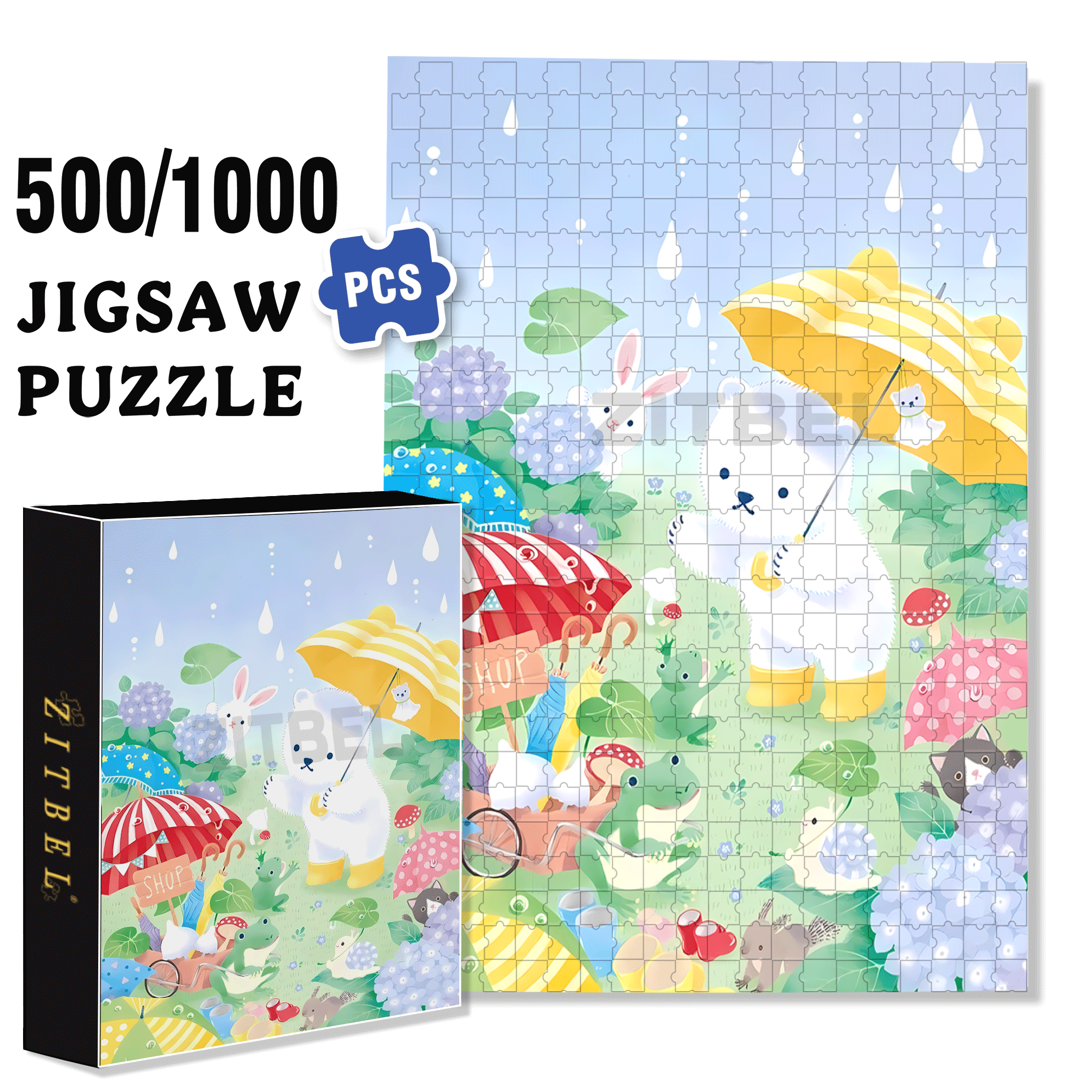 Yellow Rain Boots 500pcs/1000pcs Jigsaw Puzzle, Scratch-Resistant, Interactive Family Game & Brain-Boosting DIY Decor, Perfect for Halloween, Christmas & New Year Gifts, Family Puzzle Game