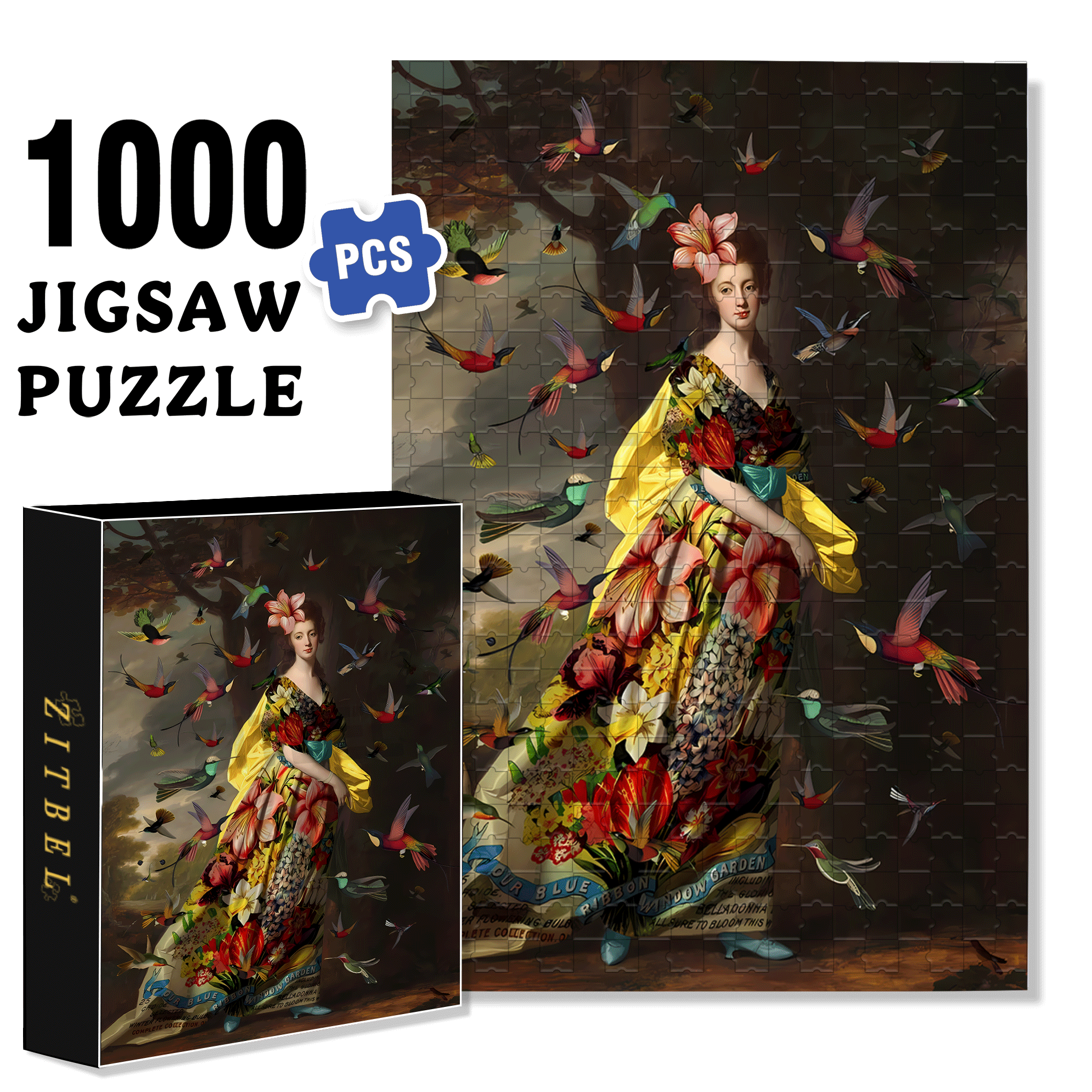 A Charm of Hummingbirds 500pcs/1000pcs Jigsaw Puzzle, Scratch-Resistant, Interactive Family Game & Brain-Boosting DIY Decor, Perfect for Halloween, Christmas & New Year Gifts, Family Puzzle Game