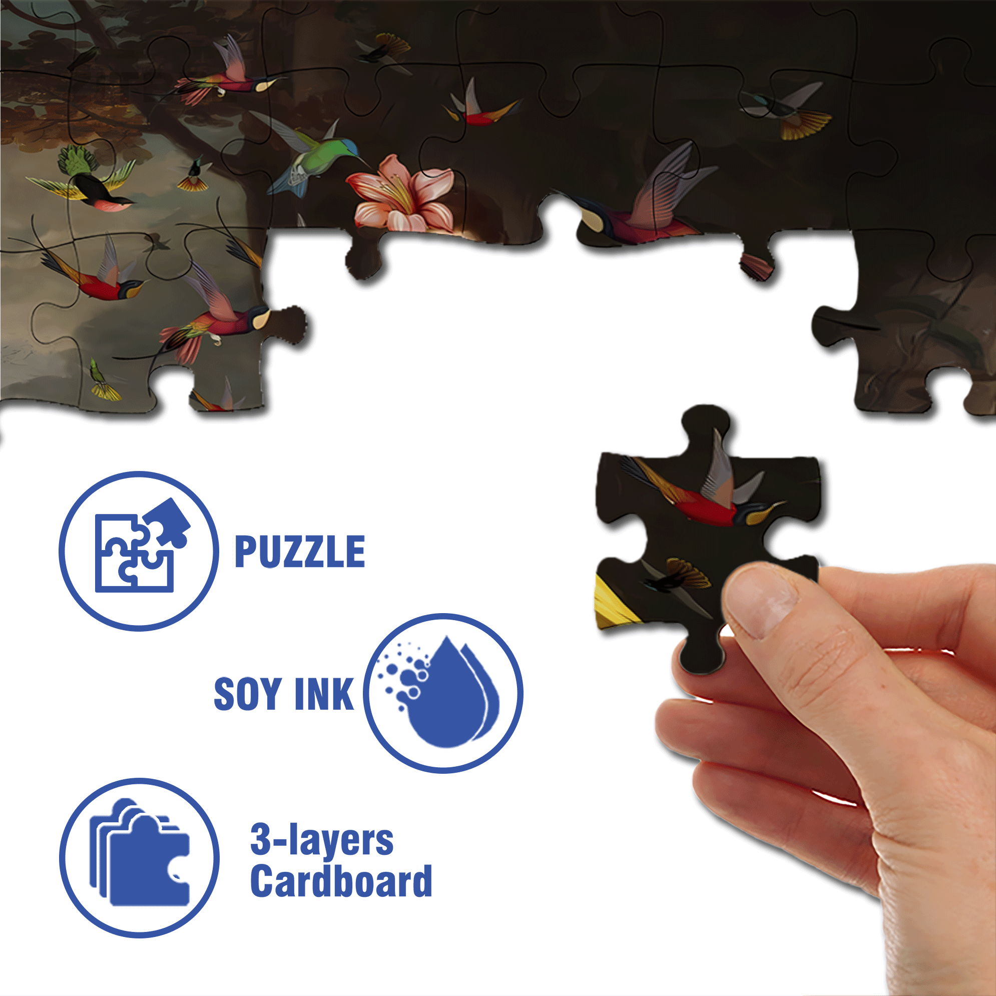 A Charm of Hummingbirds 500pcs/1000pcs Jigsaw Puzzle, Scratch-Resistant, Interactive Family Game & Brain-Boosting DIY Decor, Perfect for Halloween, Christmas & New Year Gifts, Family Puzzle Game