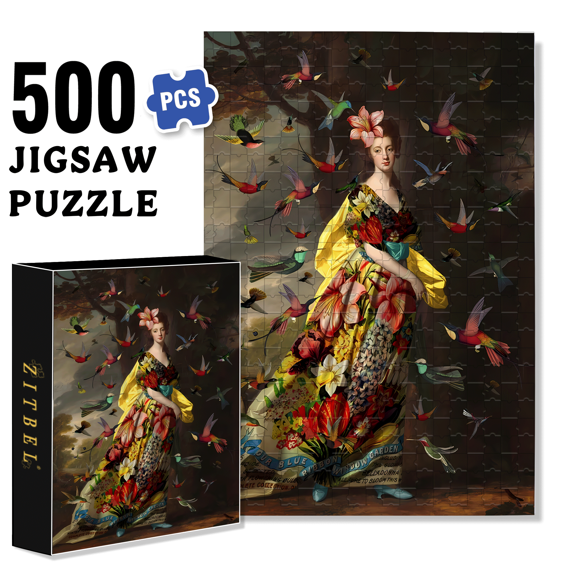 A Charm of Hummingbirds 500pcs/1000pcs Jigsaw Puzzle, Scratch-Resistant, Interactive Family Game & Brain-Boosting DIY Decor, Perfect for Halloween, Christmas & New Year Gifts, Family Puzzle Game