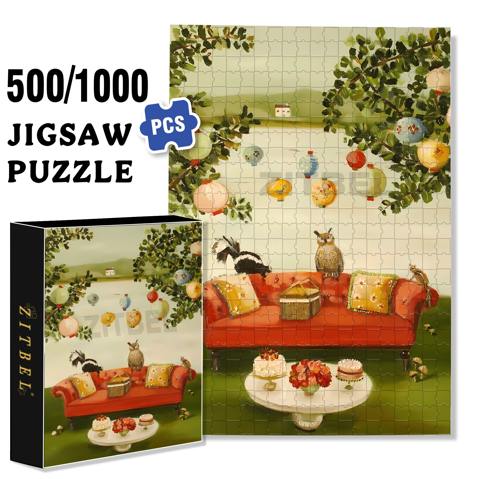 Afternoon 500pcs/1000pcs Jigsaw Puzzle, Scratch-Resistant, Interactive Family Game & Brain-Boosting DIY Decor, Perfect for Halloween, Christmas & New Year Gifts, Family Puzzle Game