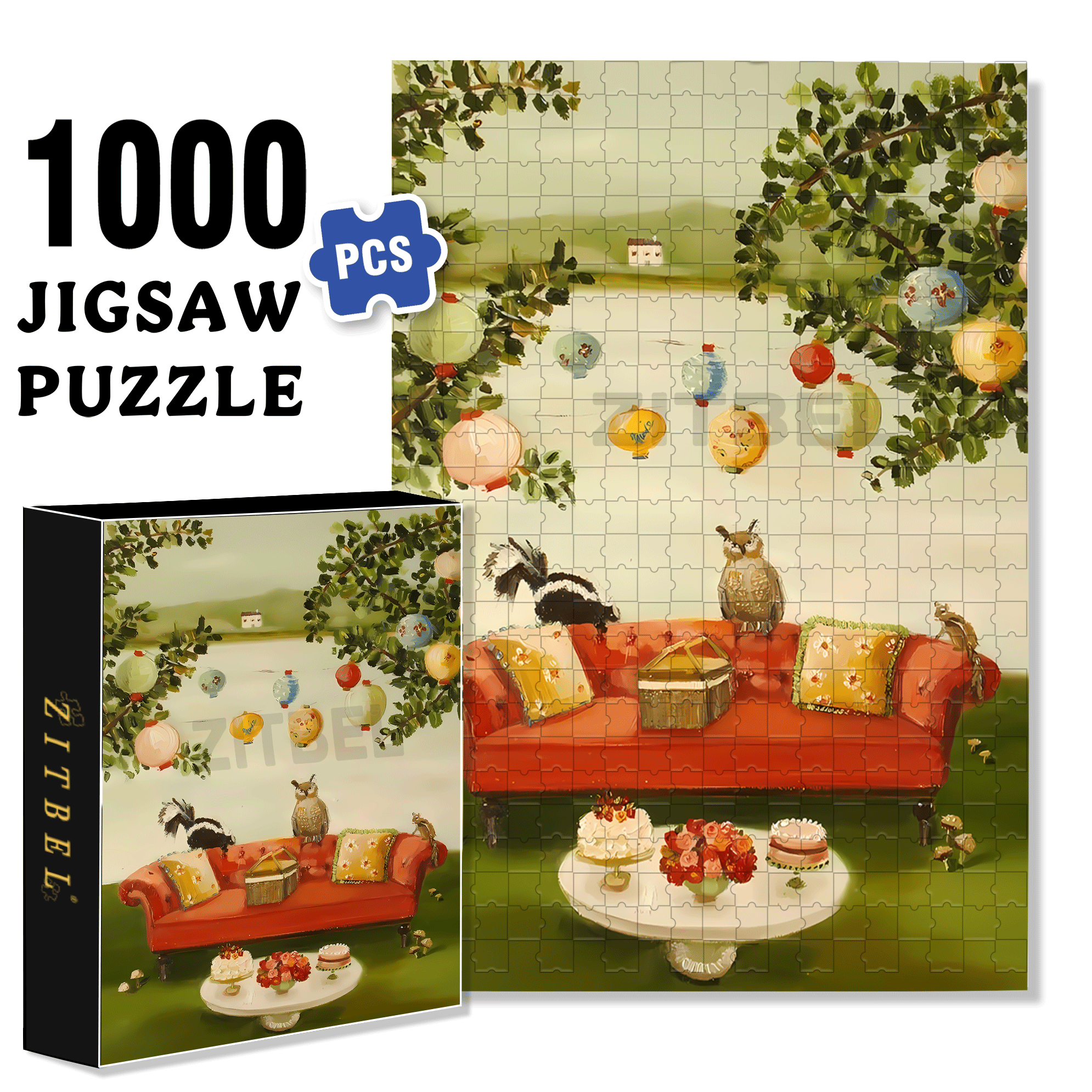 Afternoon 500pcs/1000pcs Jigsaw Puzzle, Scratch-Resistant, Interactive Family Game & Brain-Boosting DIY Decor, Perfect for Halloween, Christmas & New Year Gifts, Family Puzzle Game