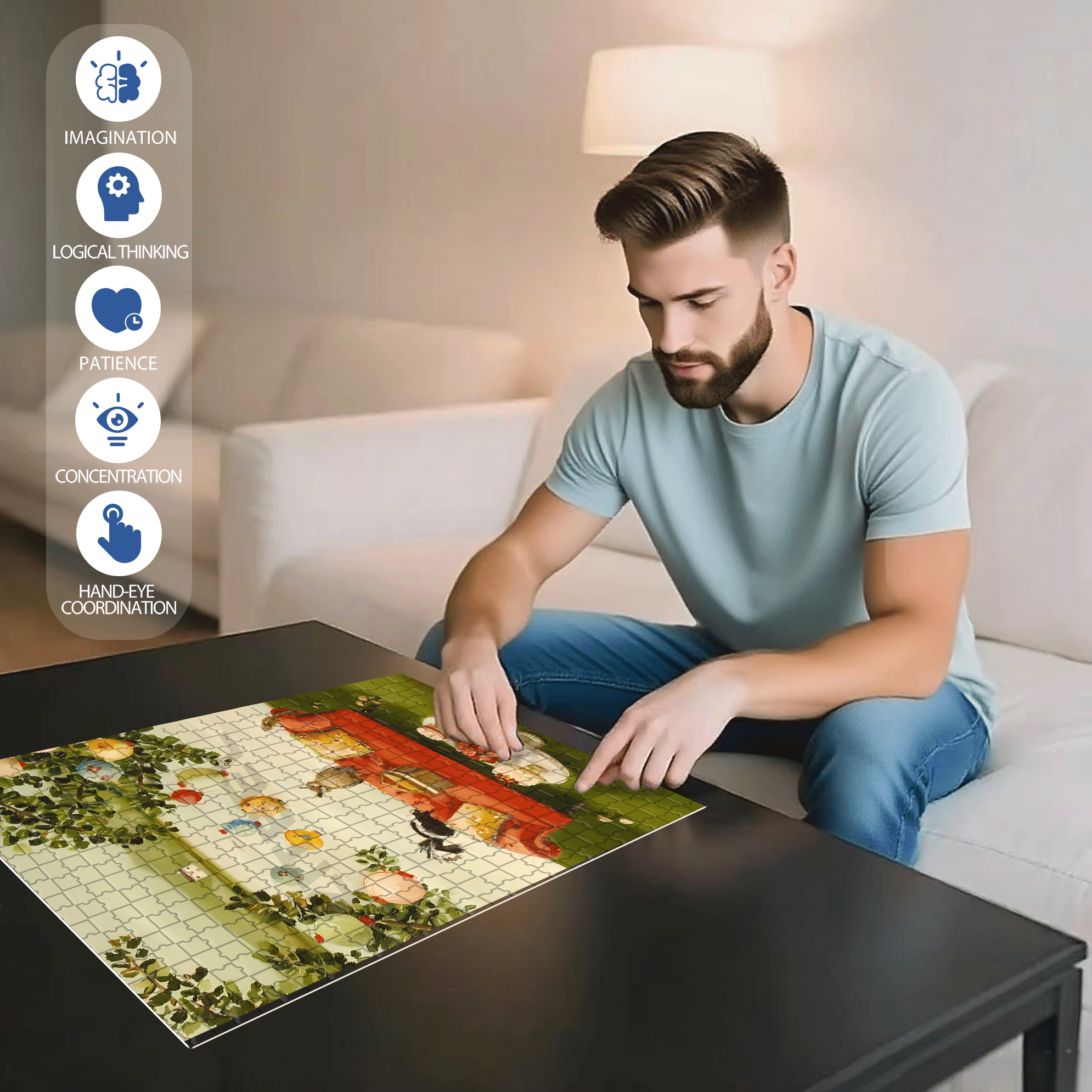 Afternoon 500pcs/1000pcs Jigsaw Puzzle, Scratch-Resistant, Interactive Family Game & Brain-Boosting DIY Decor, Perfect for Halloween, Christmas & New Year Gifts, Family Puzzle Game