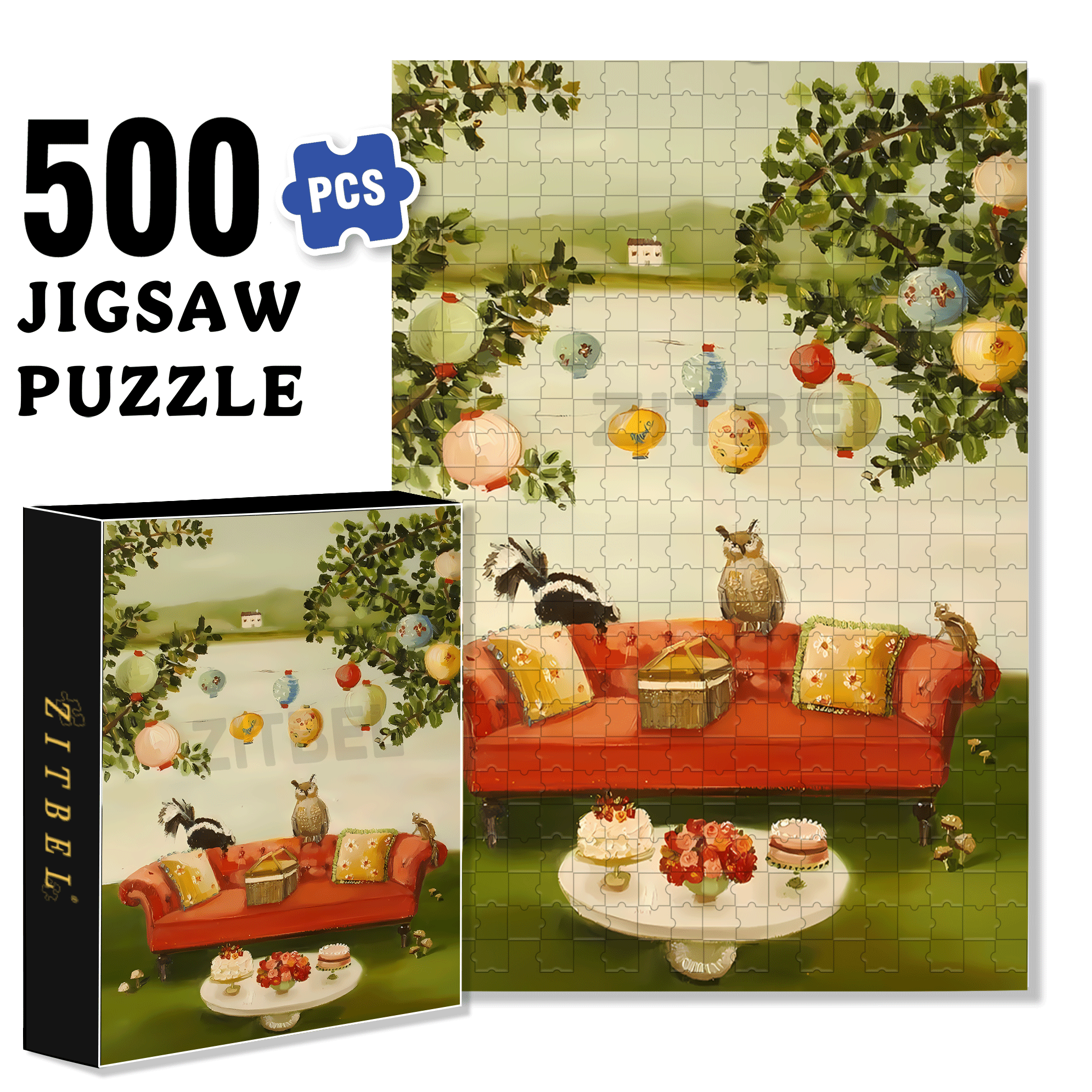 Afternoon 500pcs/1000pcs Jigsaw Puzzle, Scratch-Resistant, Interactive Family Game & Brain-Boosting DIY Decor, Perfect for Halloween, Christmas & New Year Gifts, Family Puzzle Game