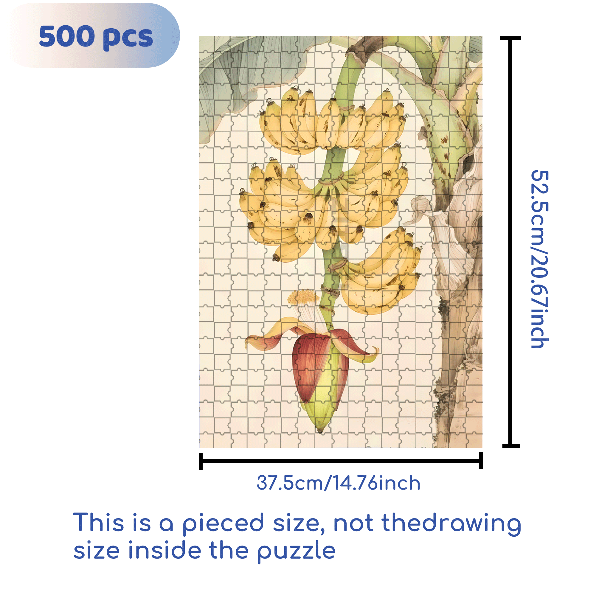 Banana Flower 500pcs/1000pcs Jigsaw Puzzle, Scratch-Resistant, Interactive Family Game & Brain-Boosting DIY Decor, Perfect for Halloween, Christmas & New Year Gifts, Family Puzzle Game