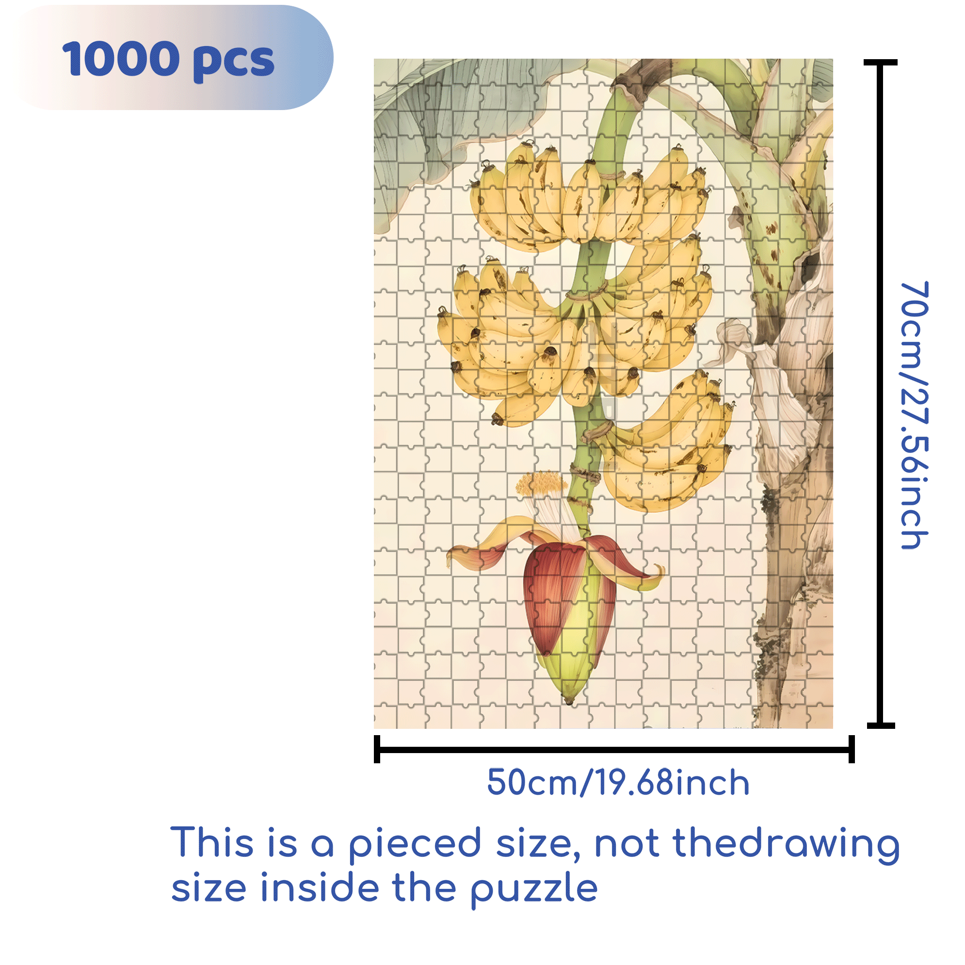 Banana Flower 500pcs/1000pcs Jigsaw Puzzle, Scratch-Resistant, Interactive Family Game & Brain-Boosting DIY Decor, Perfect for Halloween, Christmas & New Year Gifts, Family Puzzle Game