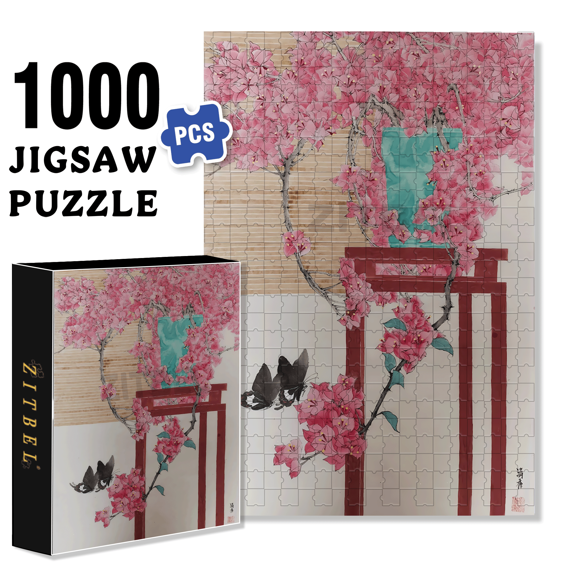 Butterfly Shadow 500pcs/1000pcs Jigsaw Puzzle, Scratch-Resistant, Interactive Family Game & Brain-Boosting DIY Decor, Perfect for Halloween, Christmas & New Year Gifts, Family Puzzle Game