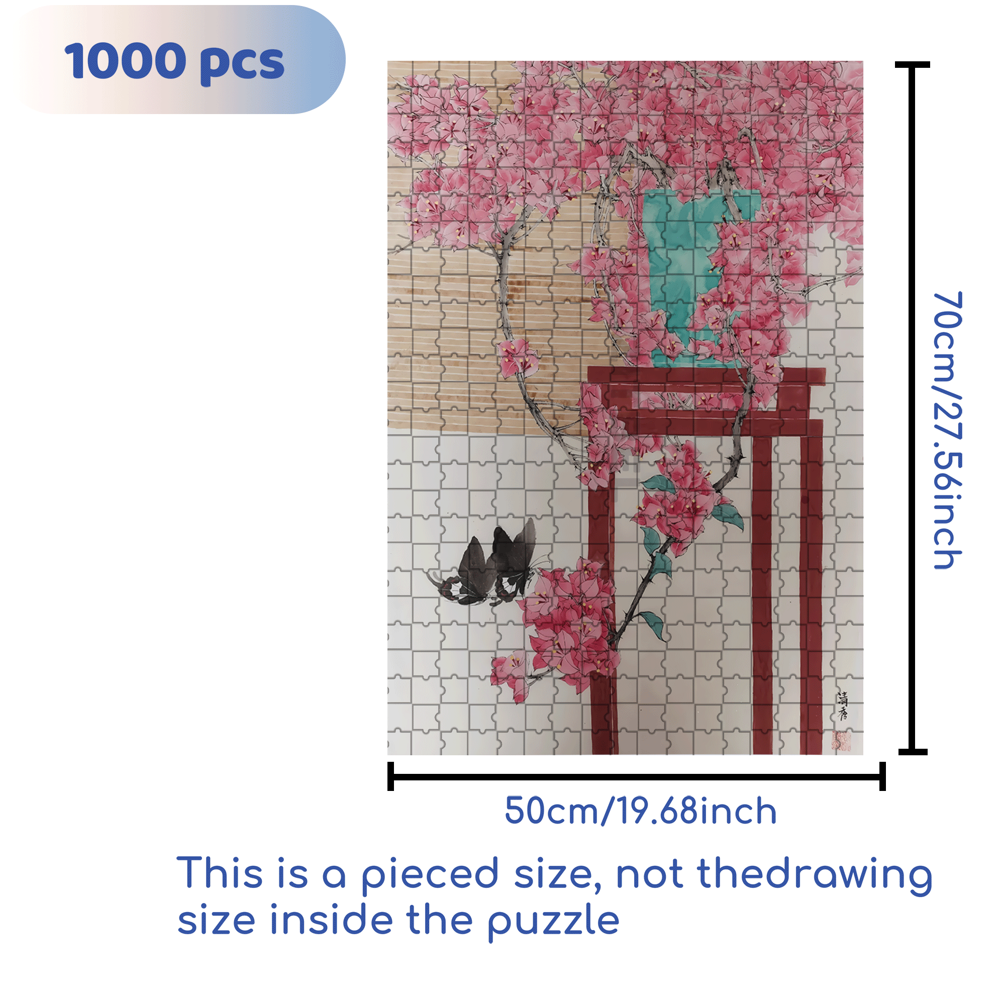 Butterfly Shadow 500pcs/1000pcs Jigsaw Puzzle, Scratch-Resistant, Interactive Family Game & Brain-Boosting DIY Decor, Perfect for Halloween, Christmas & New Year Gifts, Family Puzzle Game