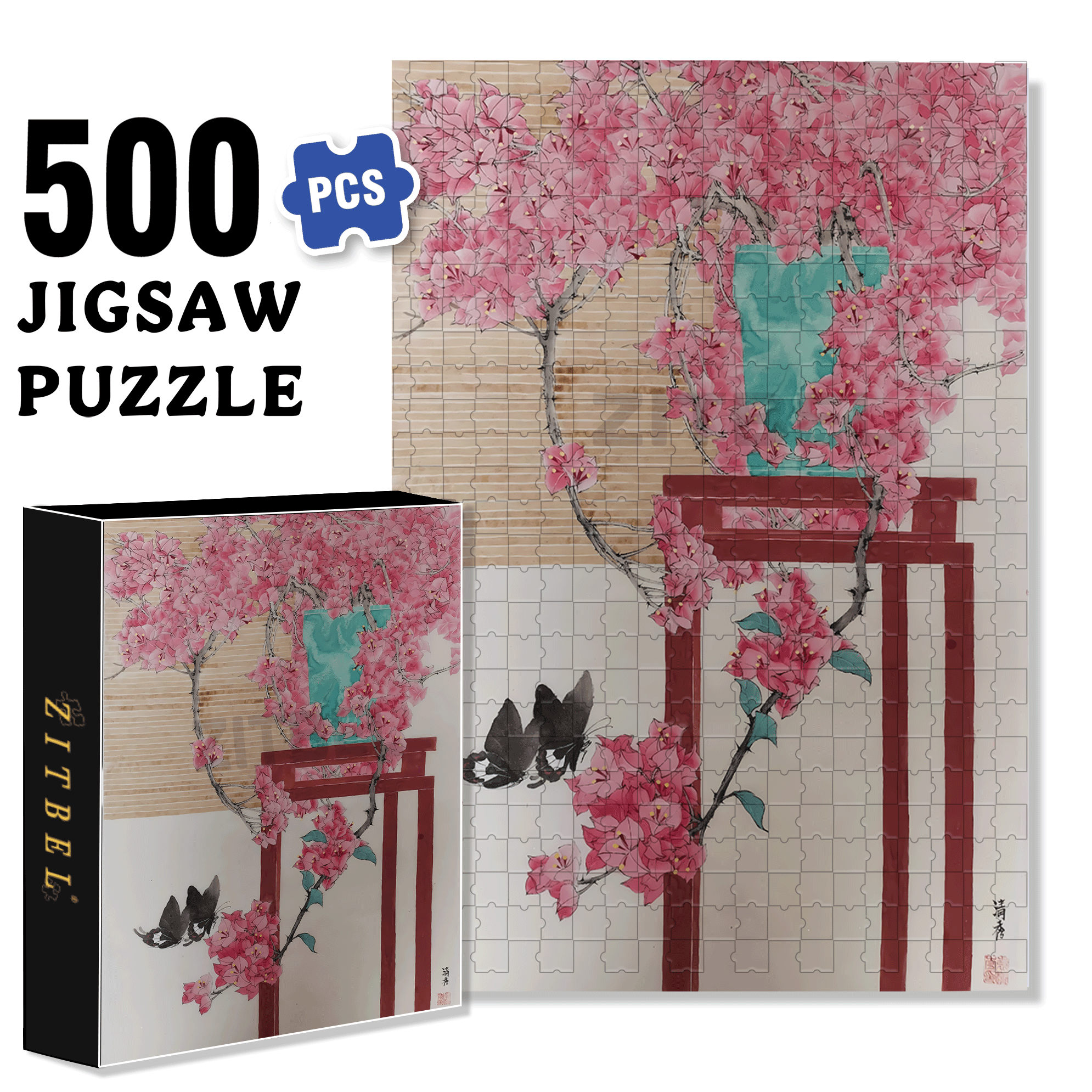 Butterfly Shadow 500pcs/1000pcs Jigsaw Puzzle, Scratch-Resistant, Interactive Family Game & Brain-Boosting DIY Decor, Perfect for Halloween, Christmas & New Year Gifts, Family Puzzle Game
