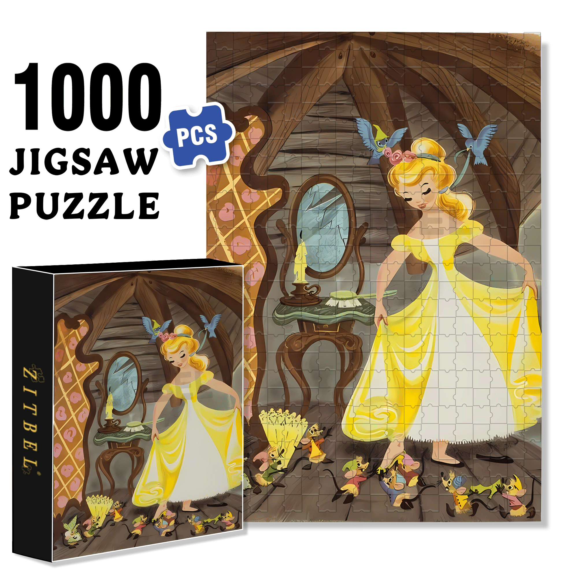 Cinderella 3 500pcs/1000pcs Jigsaw Puzzle, Scratch-Resistant, Interactive Family Game & Brain-Boosting DIY Decor, Perfect for Halloween, Christmas & New Year Gifts, Family Puzzle Game