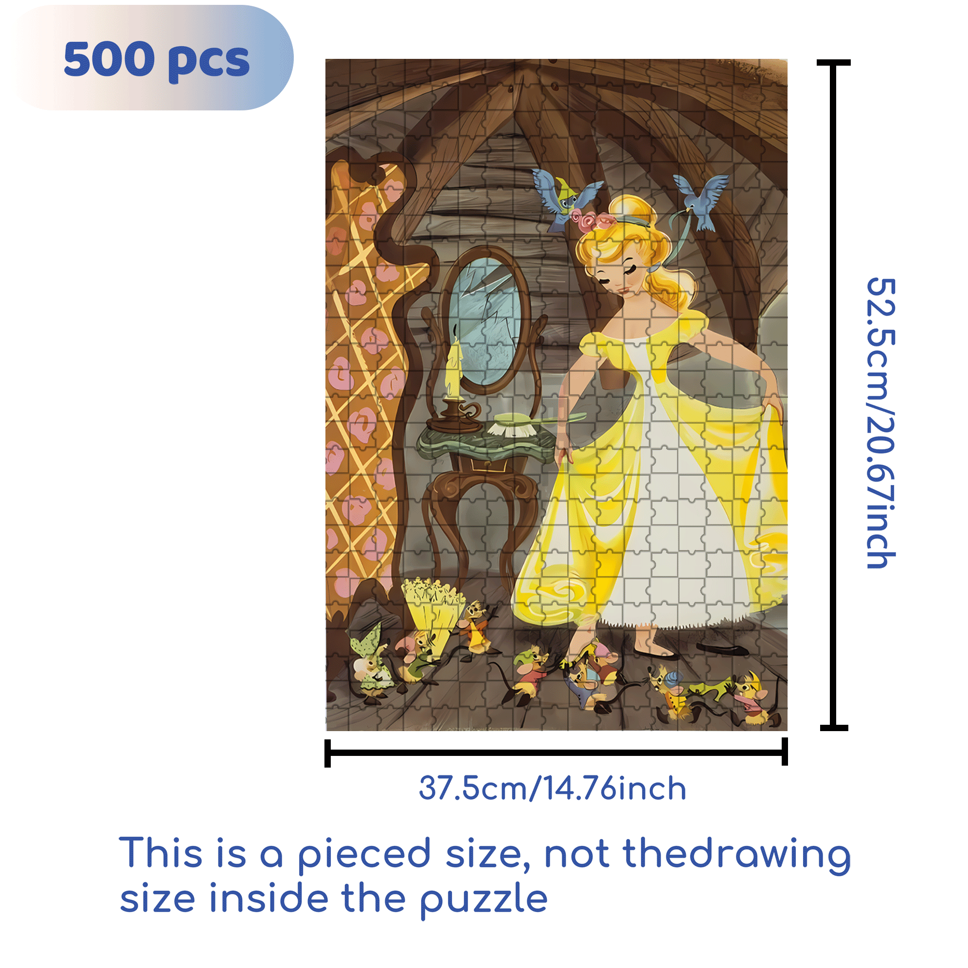 Cinderella 3 500pcs/1000pcs Jigsaw Puzzle, Scratch-Resistant, Interactive Family Game & Brain-Boosting DIY Decor, Perfect for Halloween, Christmas & New Year Gifts, Family Puzzle Game