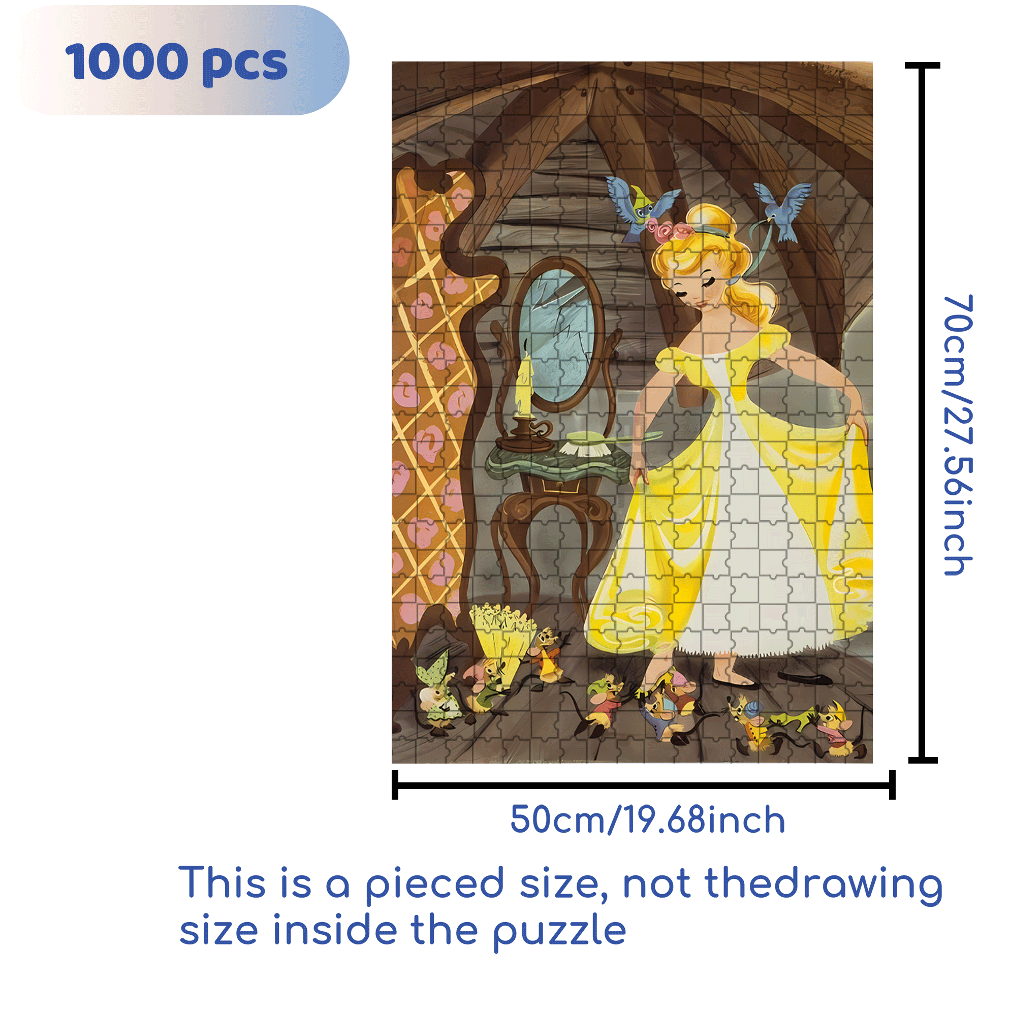 Cinderella 3 500pcs/1000pcs Jigsaw Puzzle, Scratch-Resistant, Interactive Family Game & Brain-Boosting DIY Decor, Perfect for Halloween, Christmas & New Year Gifts, Family Puzzle Game