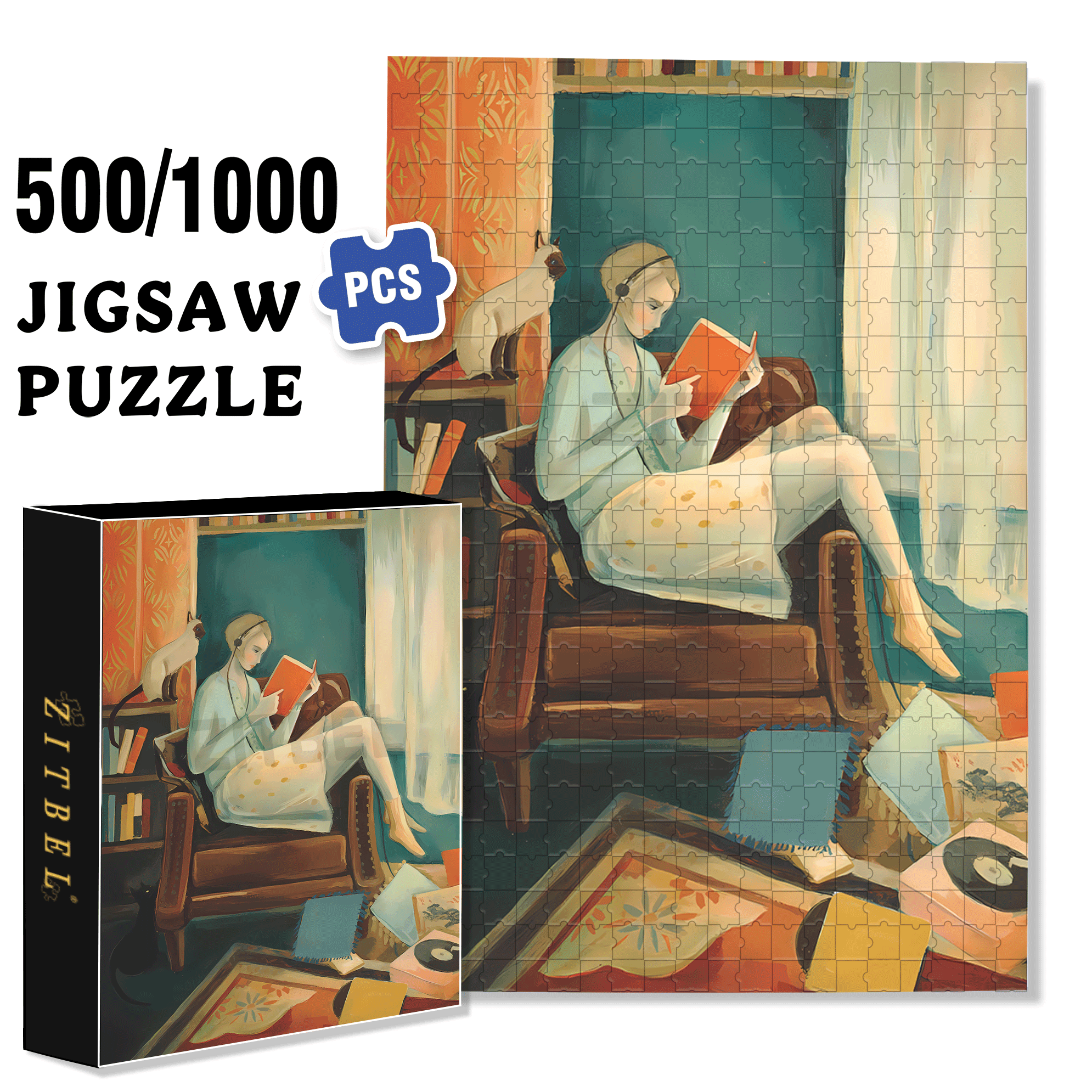 Eleanor's Room 500pcs/1000pcs Jigsaw Puzzle, Scratch-Resistant, Interactive Family Game & Brain-Boosting DIY Decor, Perfect for Halloween, Christmas & New Year Gifts, Family Puzzle Game