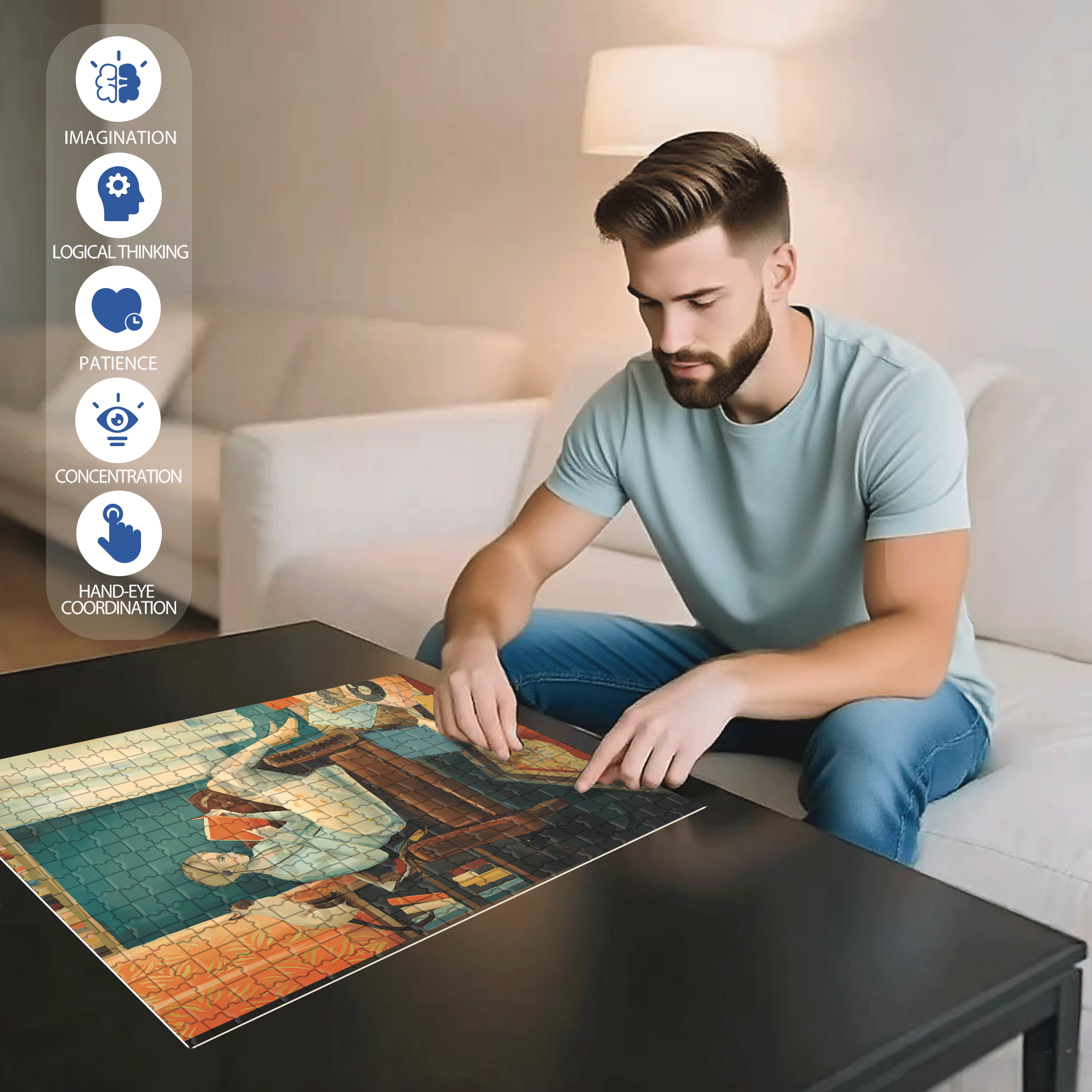 Eleanor's Room 500pcs/1000pcs Jigsaw Puzzle, Scratch-Resistant, Interactive Family Game & Brain-Boosting DIY Decor, Perfect for Halloween, Christmas & New Year Gifts, Family Puzzle Game