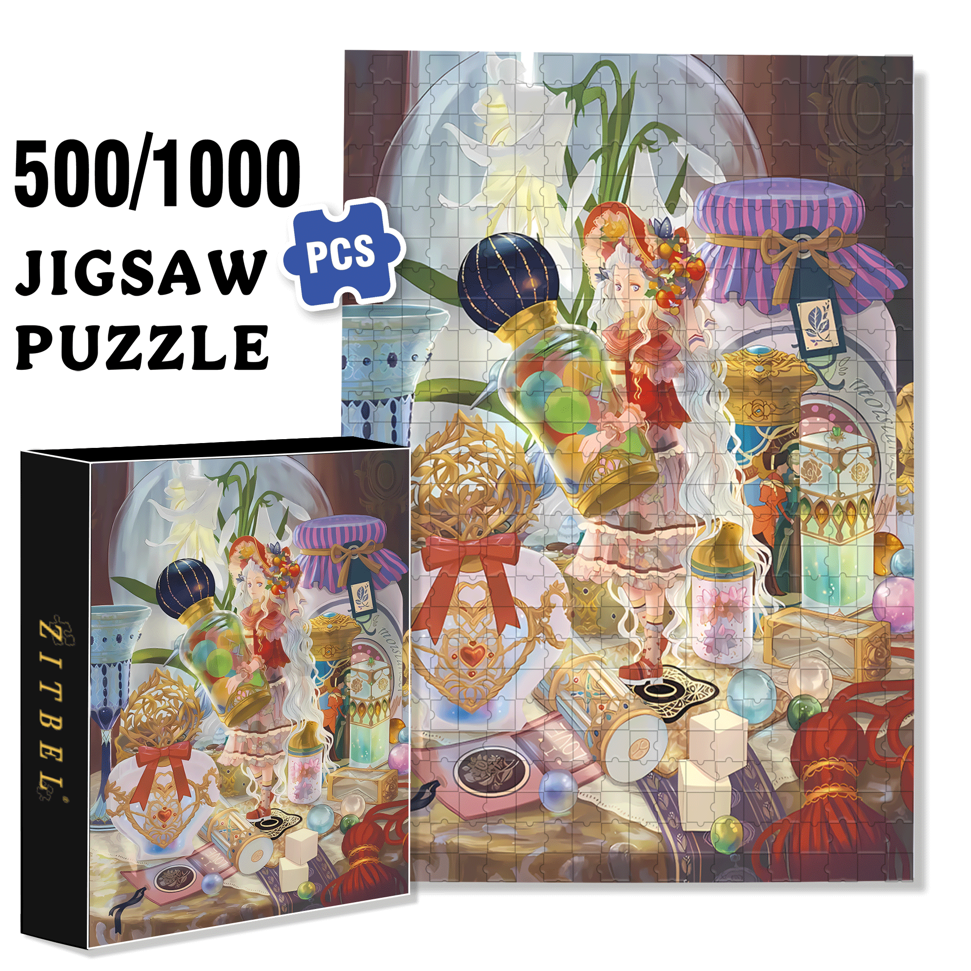Fairy Tales 500pcs/1000pcs Jigsaw Puzzle, Scratch-Resistant, Interactive Family Game & Brain-Boosting DIY Decor, Perfect for Halloween, Christmas & New Year Gifts, Family Puzzle Game