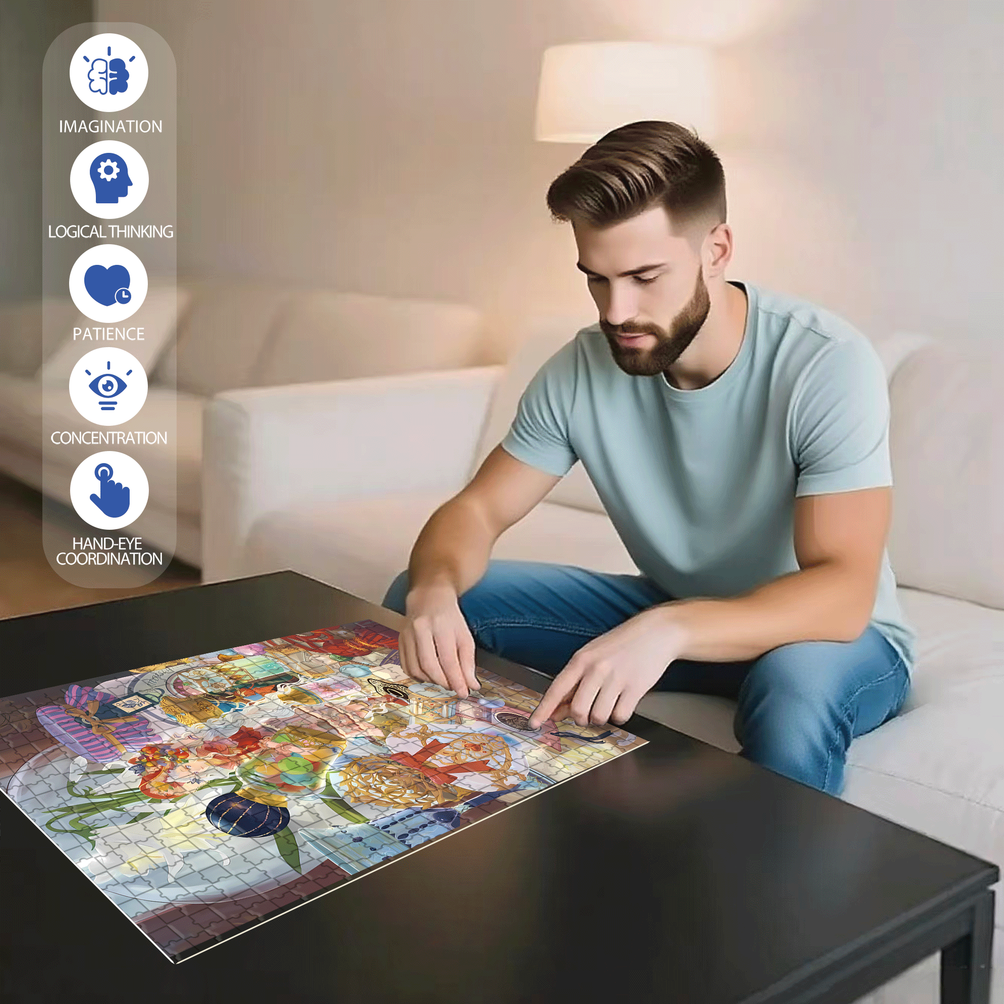 Fairy Tales 500pcs/1000pcs Jigsaw Puzzle, Scratch-Resistant, Interactive Family Game & Brain-Boosting DIY Decor, Perfect for Halloween, Christmas & New Year Gifts, Family Puzzle Game
