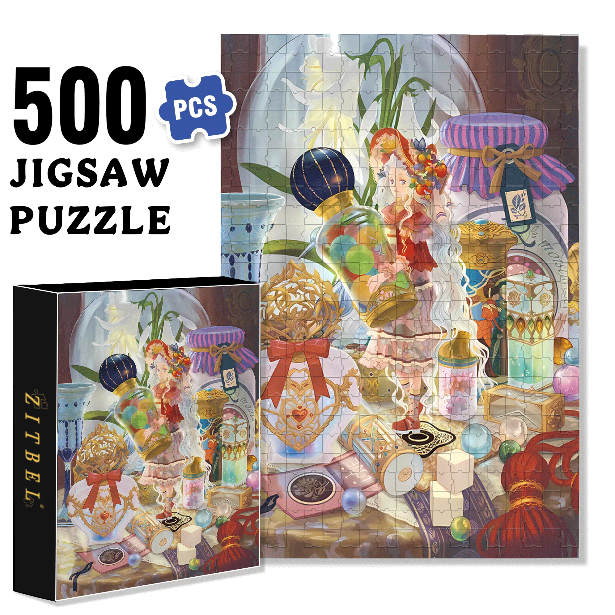 Fairy Tales 500pcs/1000pcs Jigsaw Puzzle, Scratch-Resistant, Interactive Family Game & Brain-Boosting DIY Decor, Perfect for Halloween, Christmas & New Year Gifts, Family Puzzle Game