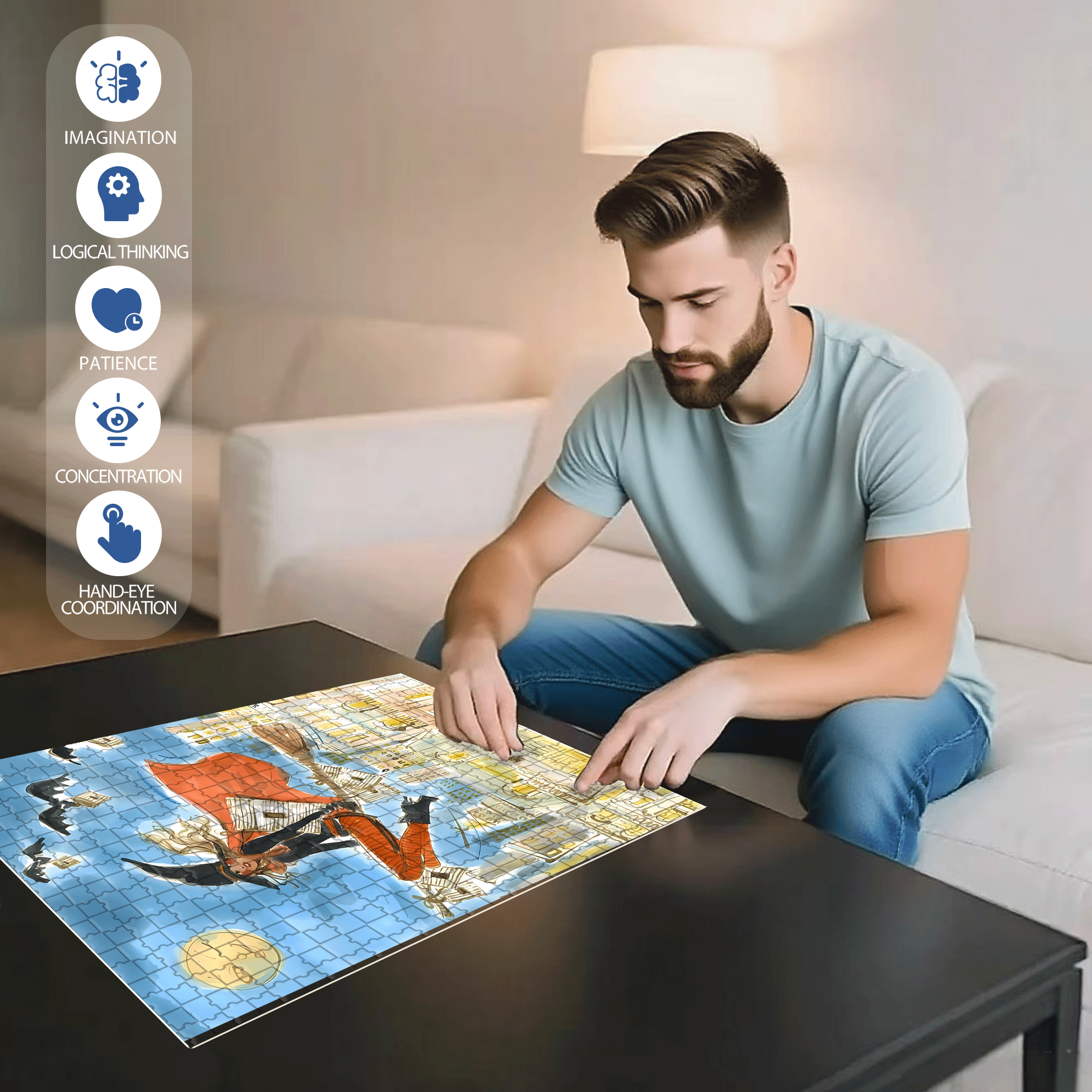 Fashion Witch 500pcs/1000pcs Jigsaw Puzzle, Scratch-Resistant, Interactive Family Game & Brain-Boosting DIY Decor, Perfect for Halloween, Christmas & New Year Gifts, Family Puzzle Game