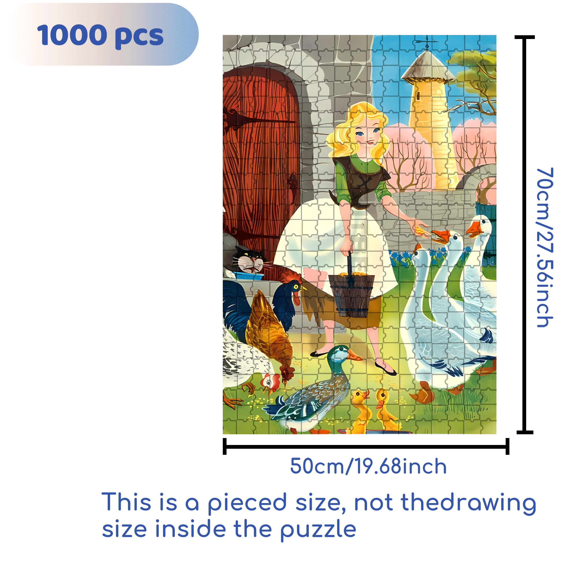 Feeding Poultry 500pcs/1000pcs Jigsaw Puzzle, Scratch-Resistant, Interactive Family Game & Brain-Boosting DIY Decor, Perfect for Halloween, Christmas & New Year Gifts, Family Puzzle Game