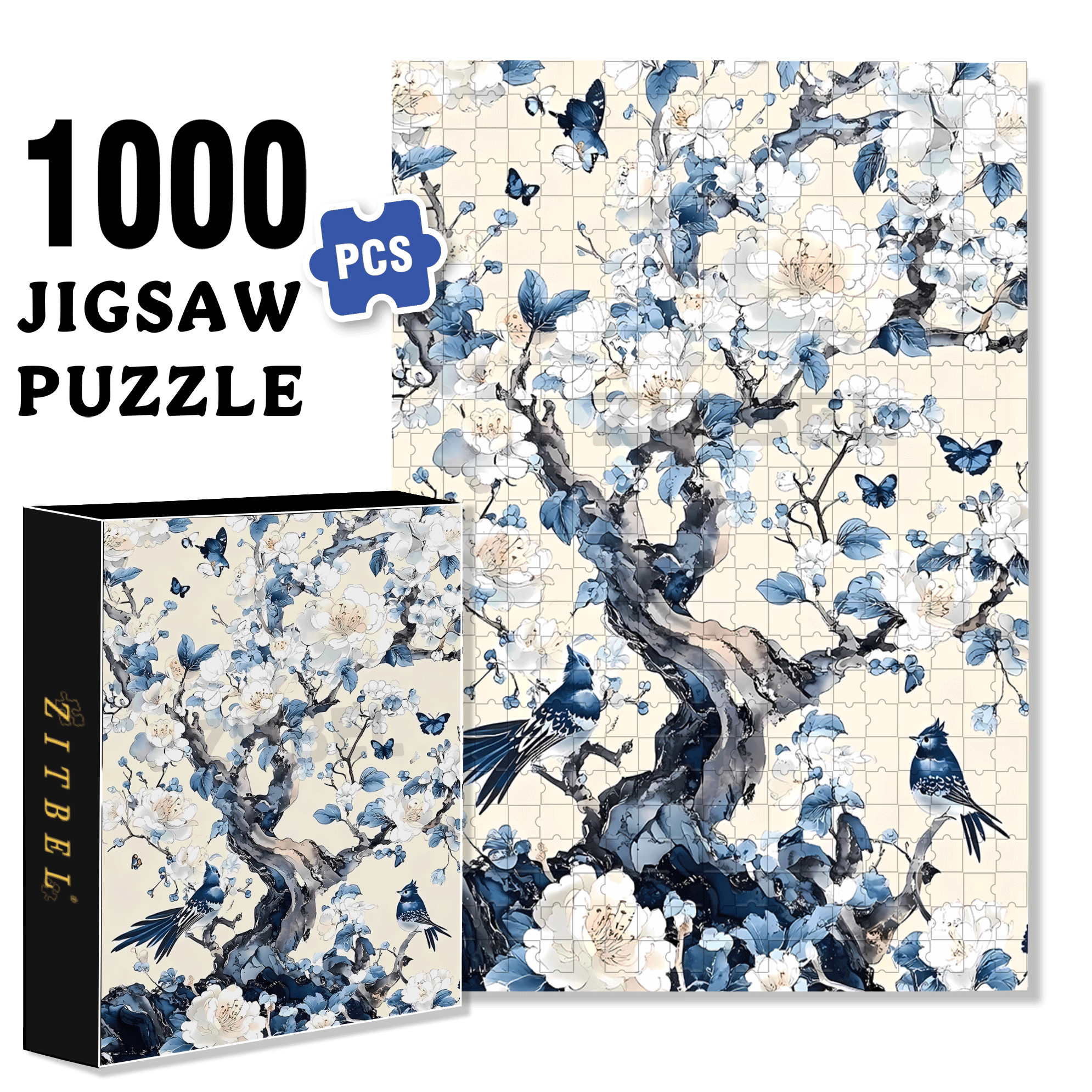 Flowers Bloom And Wealth 500pcs/1000pcs Jigsaw Puzzle, Scratch-Resistant, Interactive Family Game & Brain-Boosting DIY Decor, Perfect for Halloween, Christmas & New Year Gifts, Family Puzzle Game