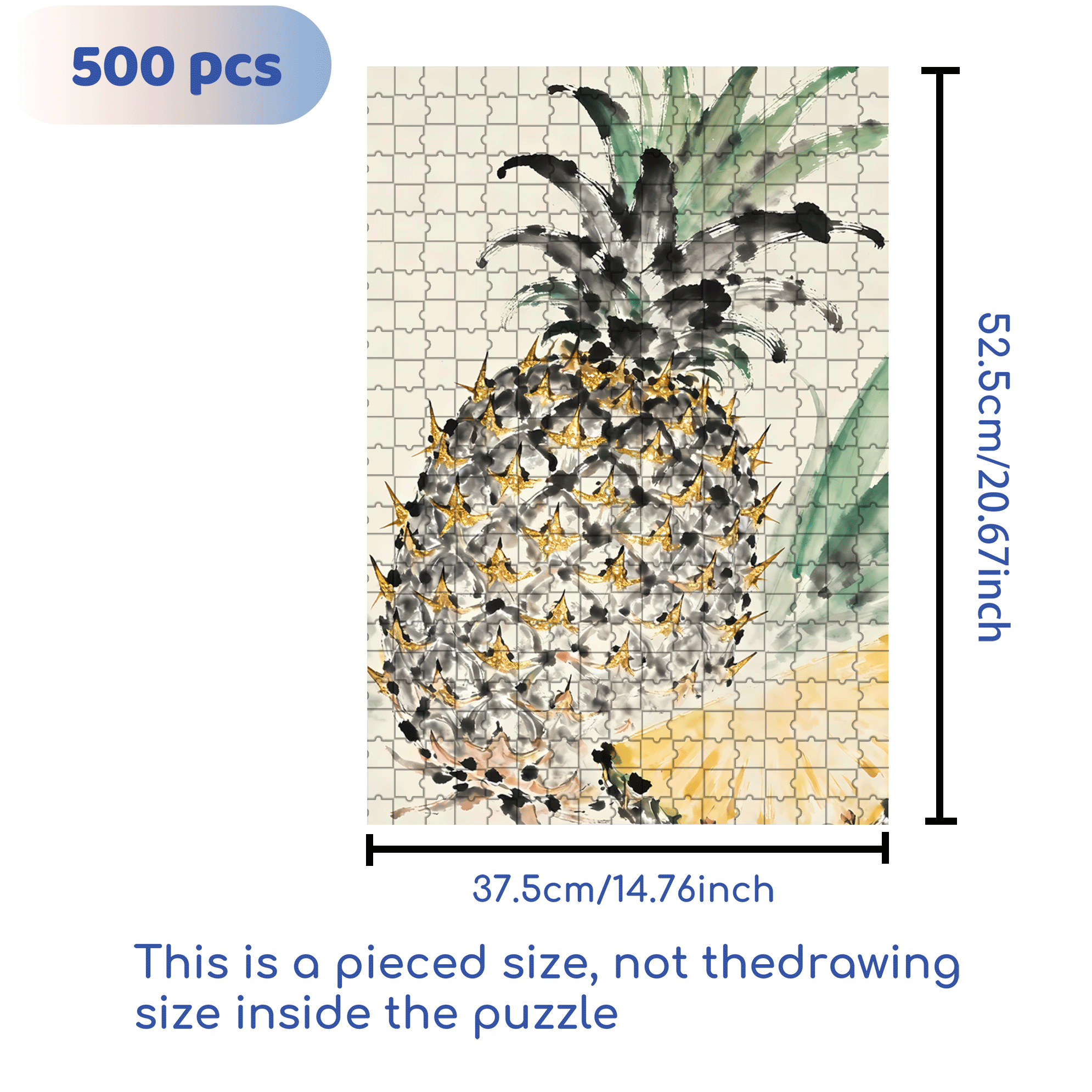 Golden Pineapple 500pcs/1000pcs Jigsaw Puzzle, Scratch-Resistant, Interactive Family Game & Brain-Boosting DIY Decor, Perfect for Halloween, Christmas & New Year Gifts, Family Puzzle Game