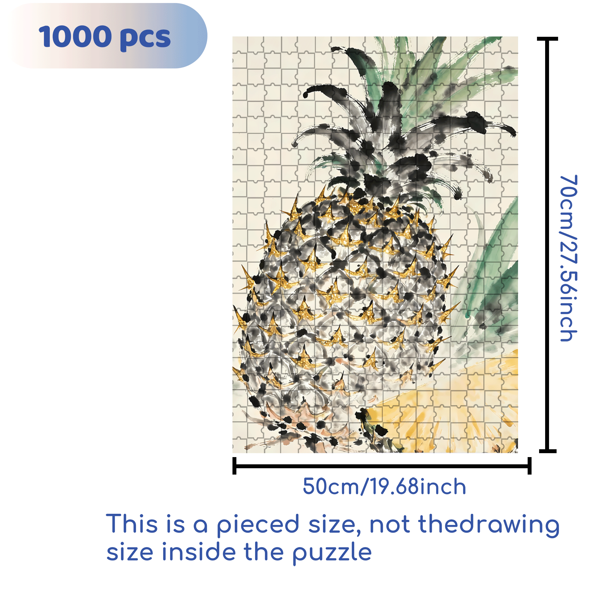 Golden Pineapple 500pcs/1000pcs Jigsaw Puzzle, Scratch-Resistant, Interactive Family Game & Brain-Boosting DIY Decor, Perfect for Halloween, Christmas & New Year Gifts, Family Puzzle Game