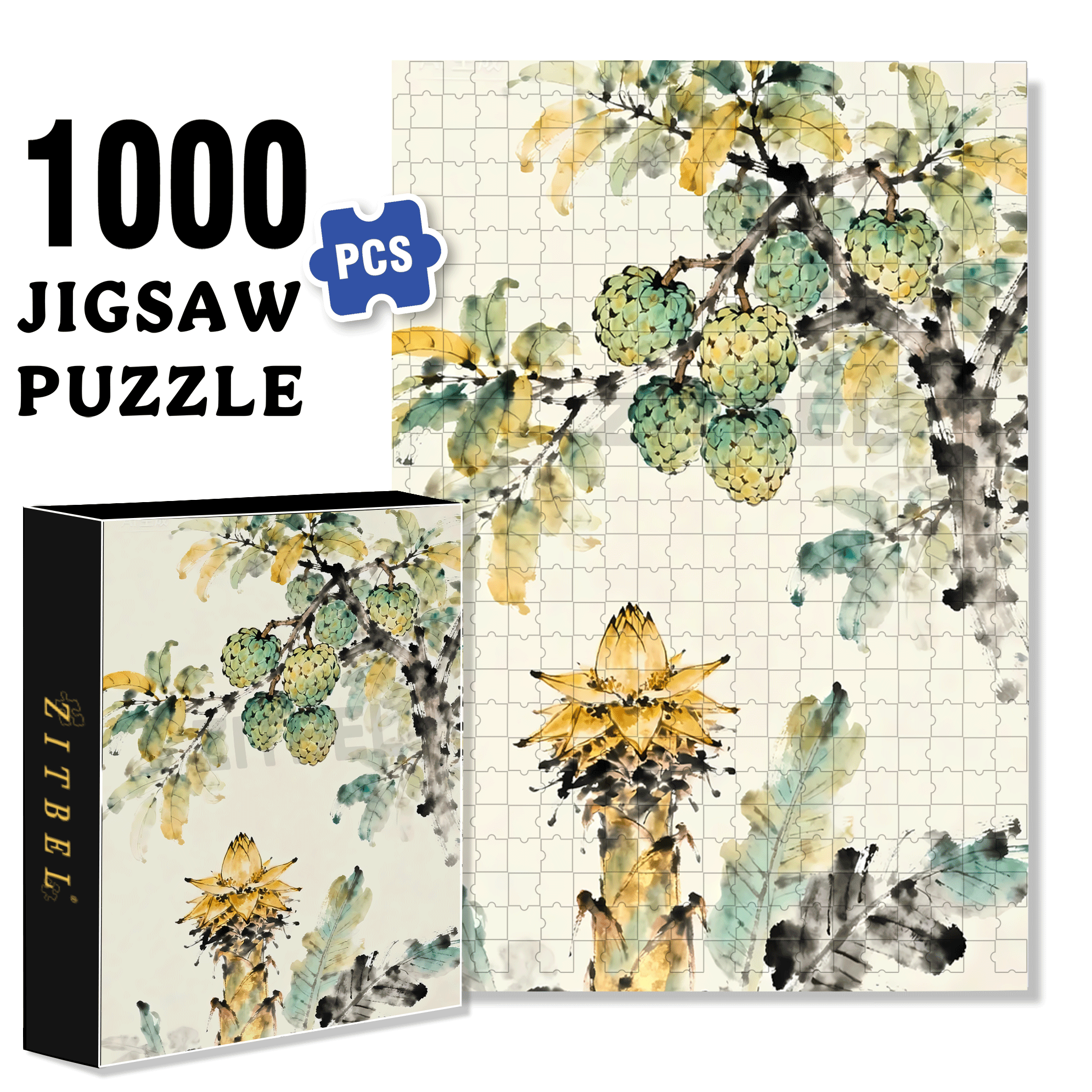 Guava 500pcs/1000pcs Jigsaw Puzzle, Scratch-Resistant, Interactive Family Game & Brain-Boosting DIY Decor, Perfect for Halloween, Christmas & New Year Gifts, Family Puzzle Game