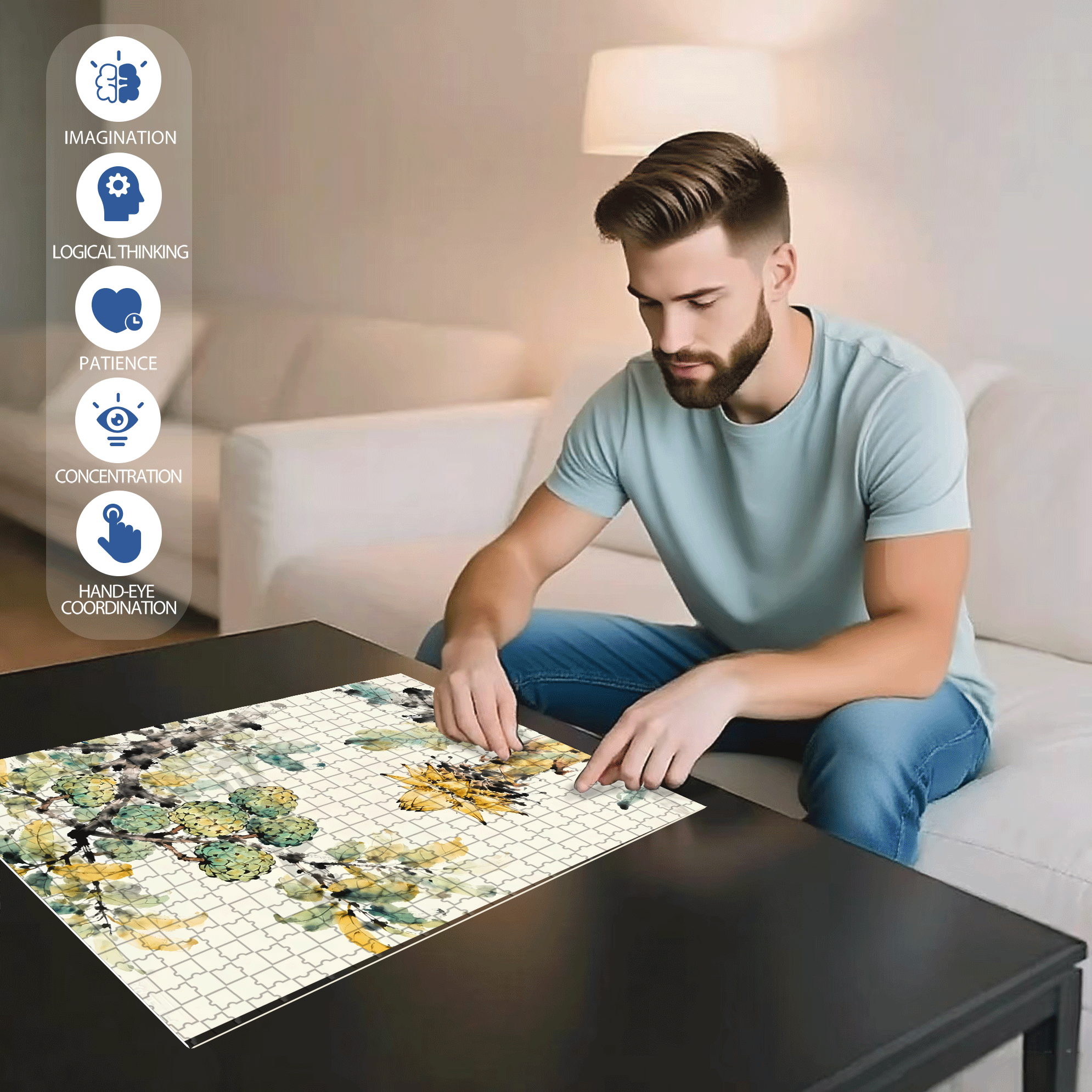 Guava 500pcs/1000pcs Jigsaw Puzzle, Scratch-Resistant, Interactive Family Game & Brain-Boosting DIY Decor, Perfect for Halloween, Christmas & New Year Gifts, Family Puzzle Game